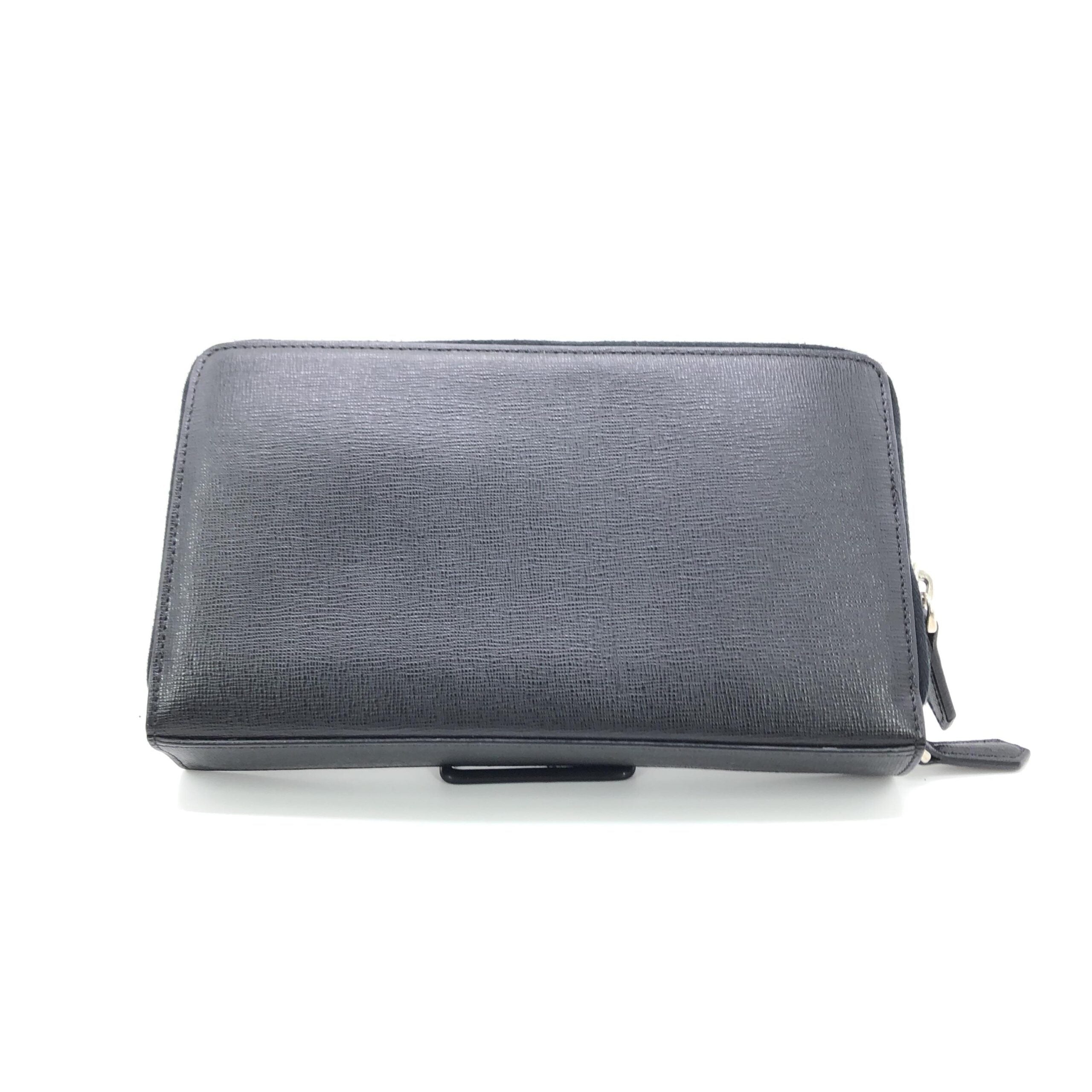 Fendi Double Zipper Zippy Organizer Leather Wallet In Black