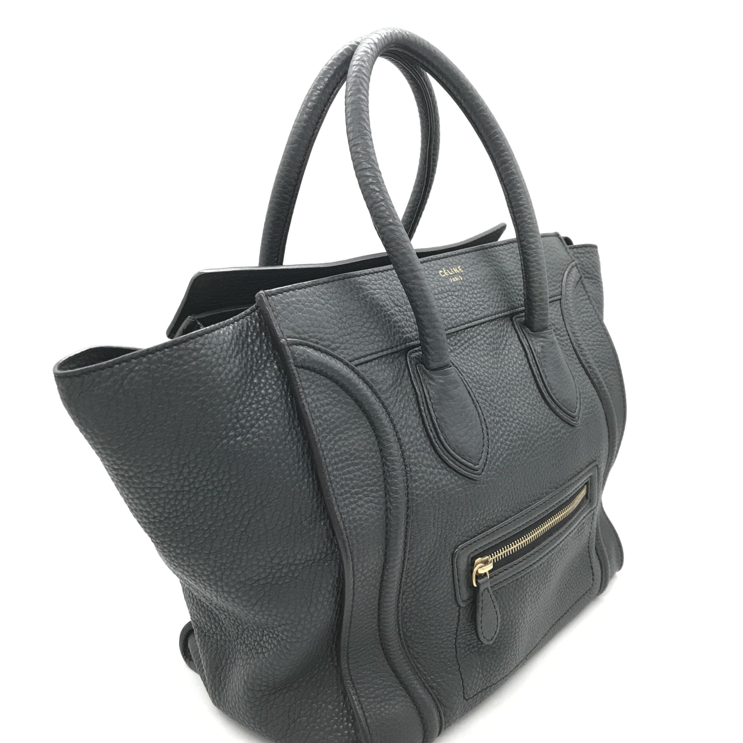 Celine Drummed Calfskin Luggage Leather Tote Bag