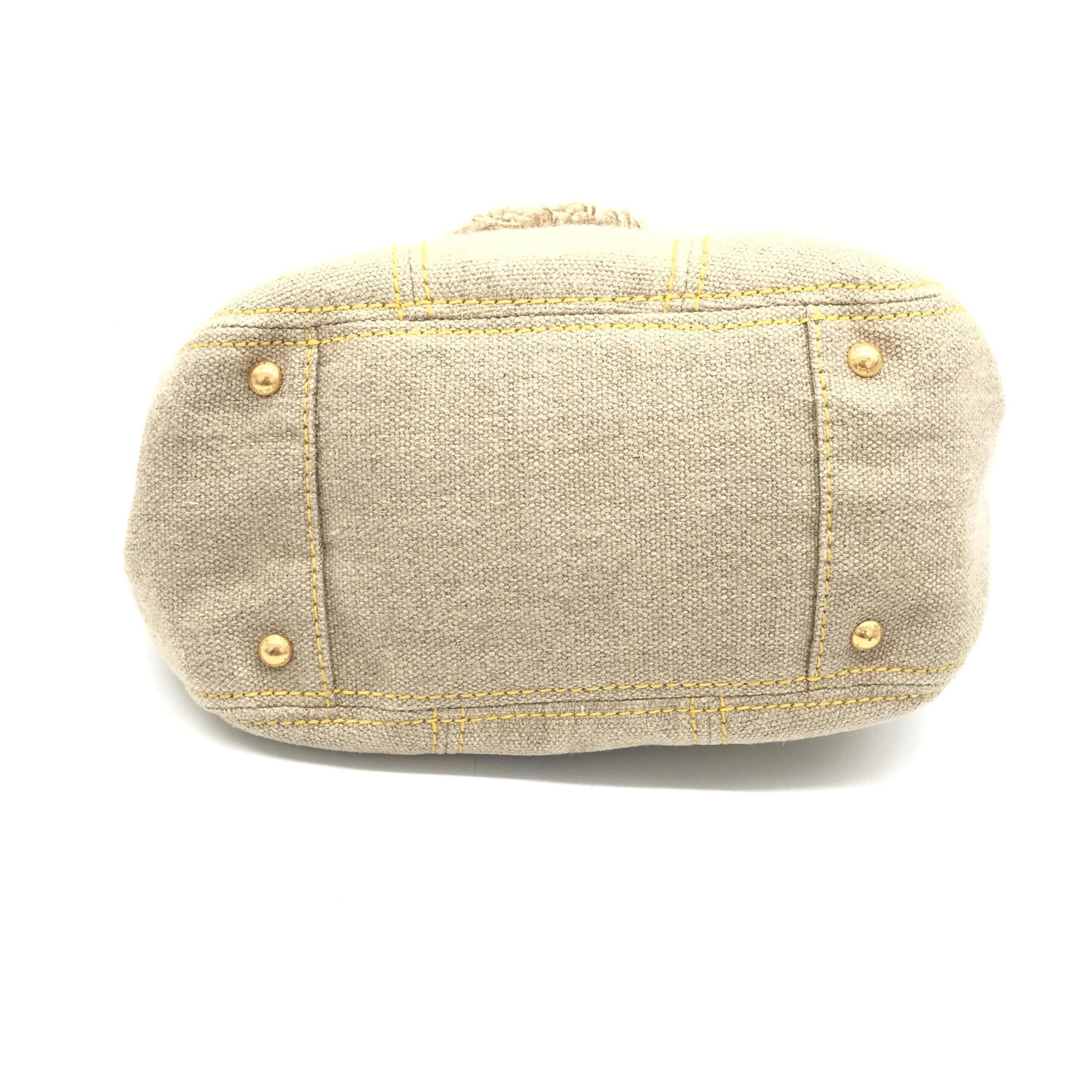 Prada Fringe Canvas Crossbody Handbag With Gold Accents