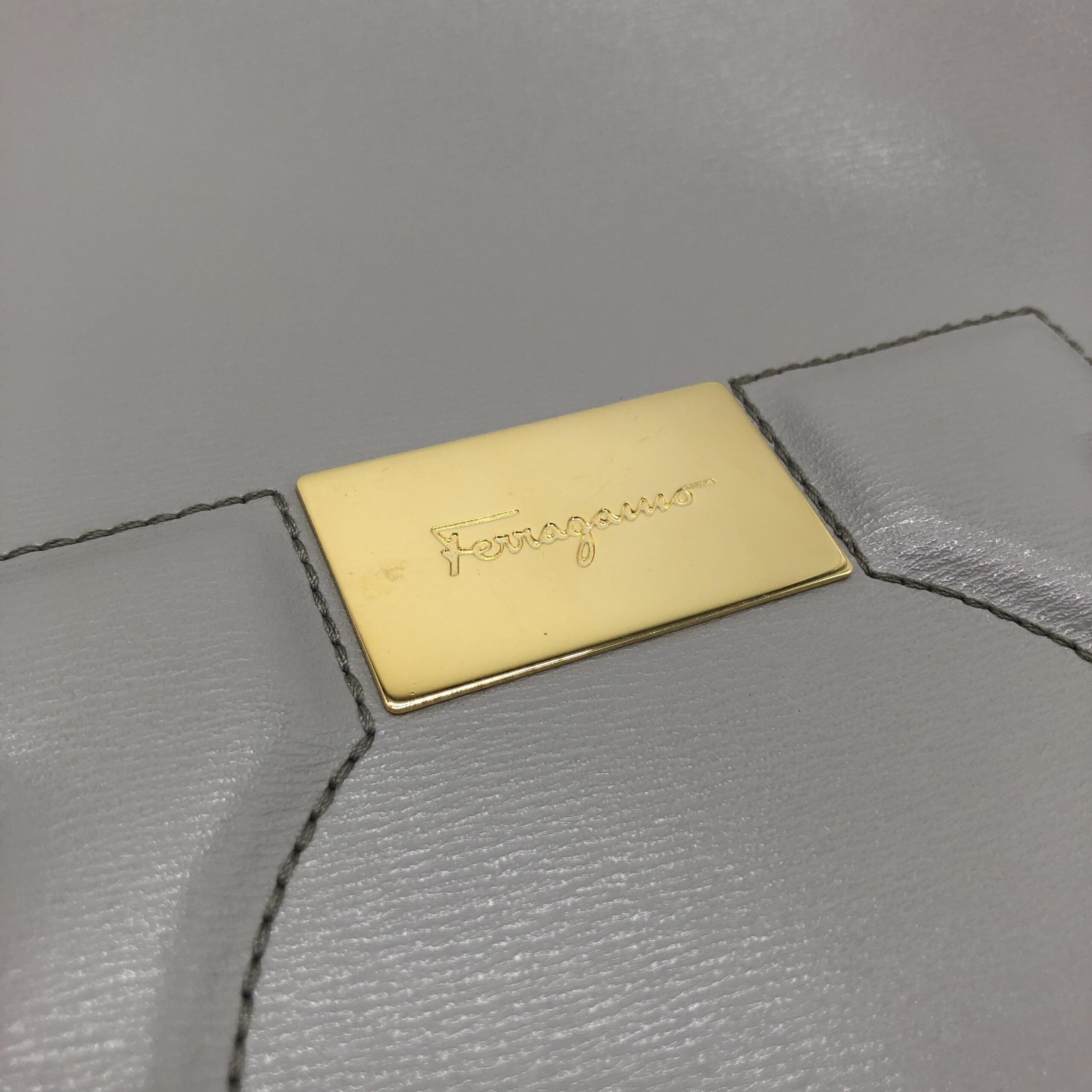 Salvatore Ferragamo Gancio City Light Grey Leather Tote Bag