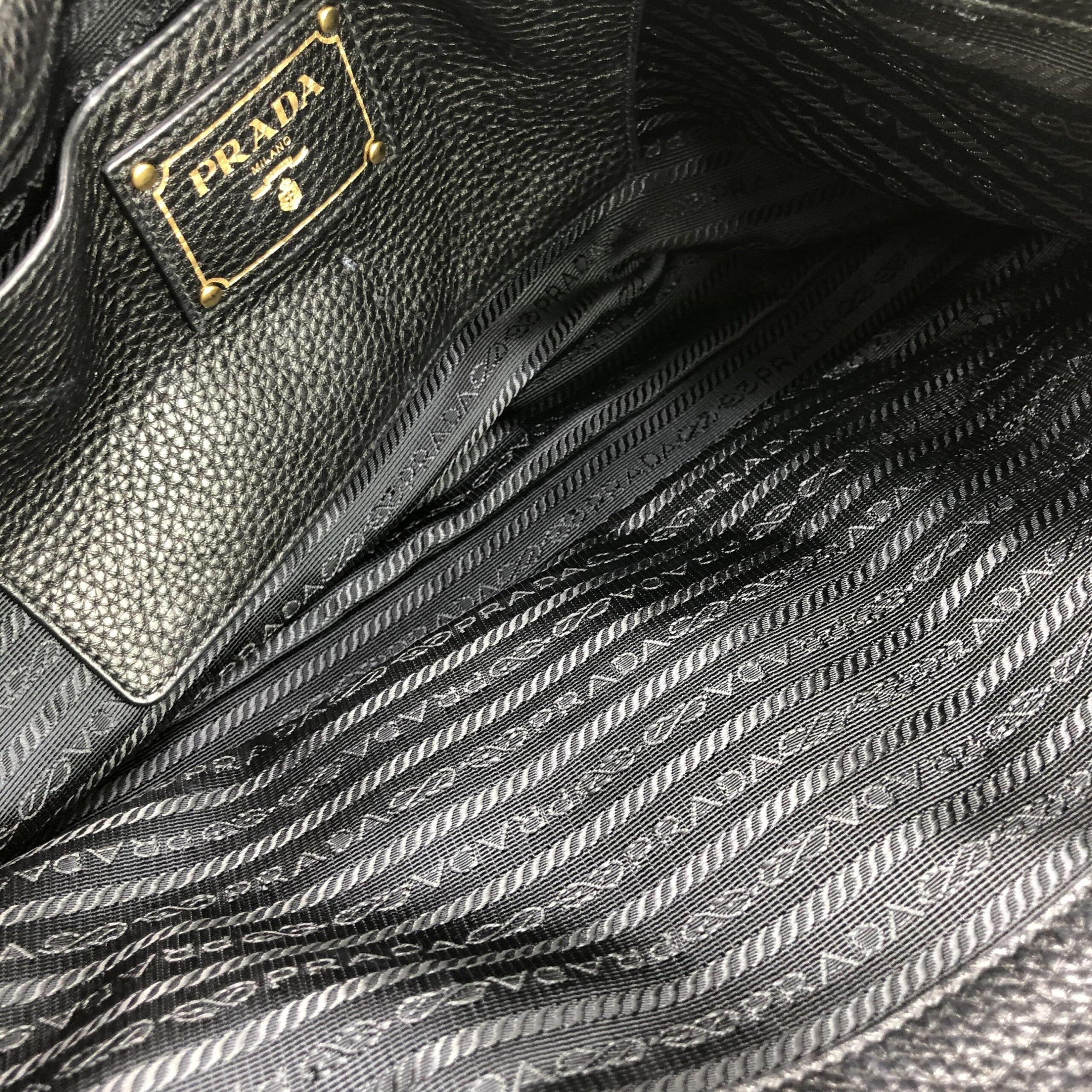 Prada Galleria Vitello Daino Black Leather Top Handle Bag