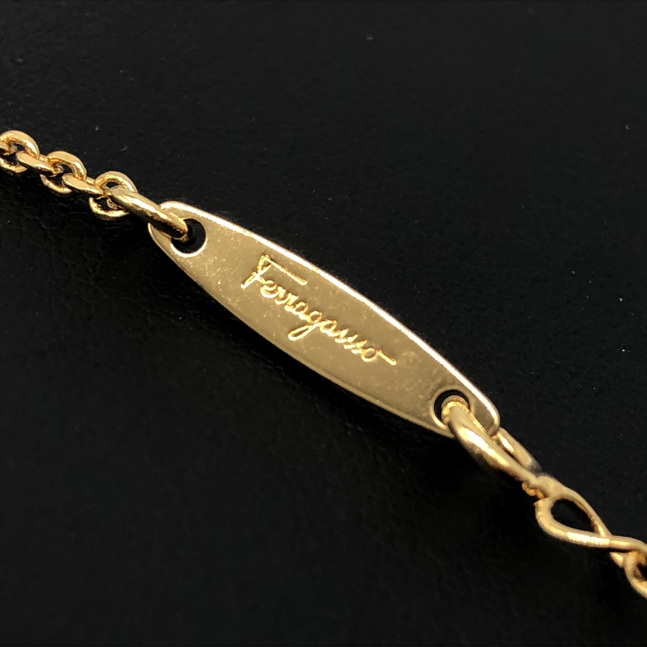 Salvatore Ferragamo Gold Gancini Crystals Pendant Necklace