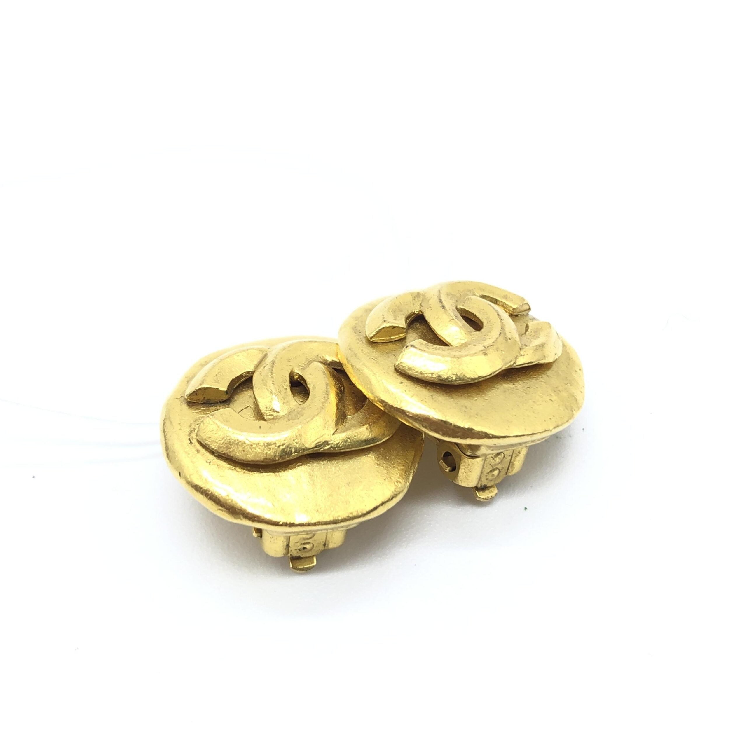 Chanel Gold Tone CC Clip-On Earrings