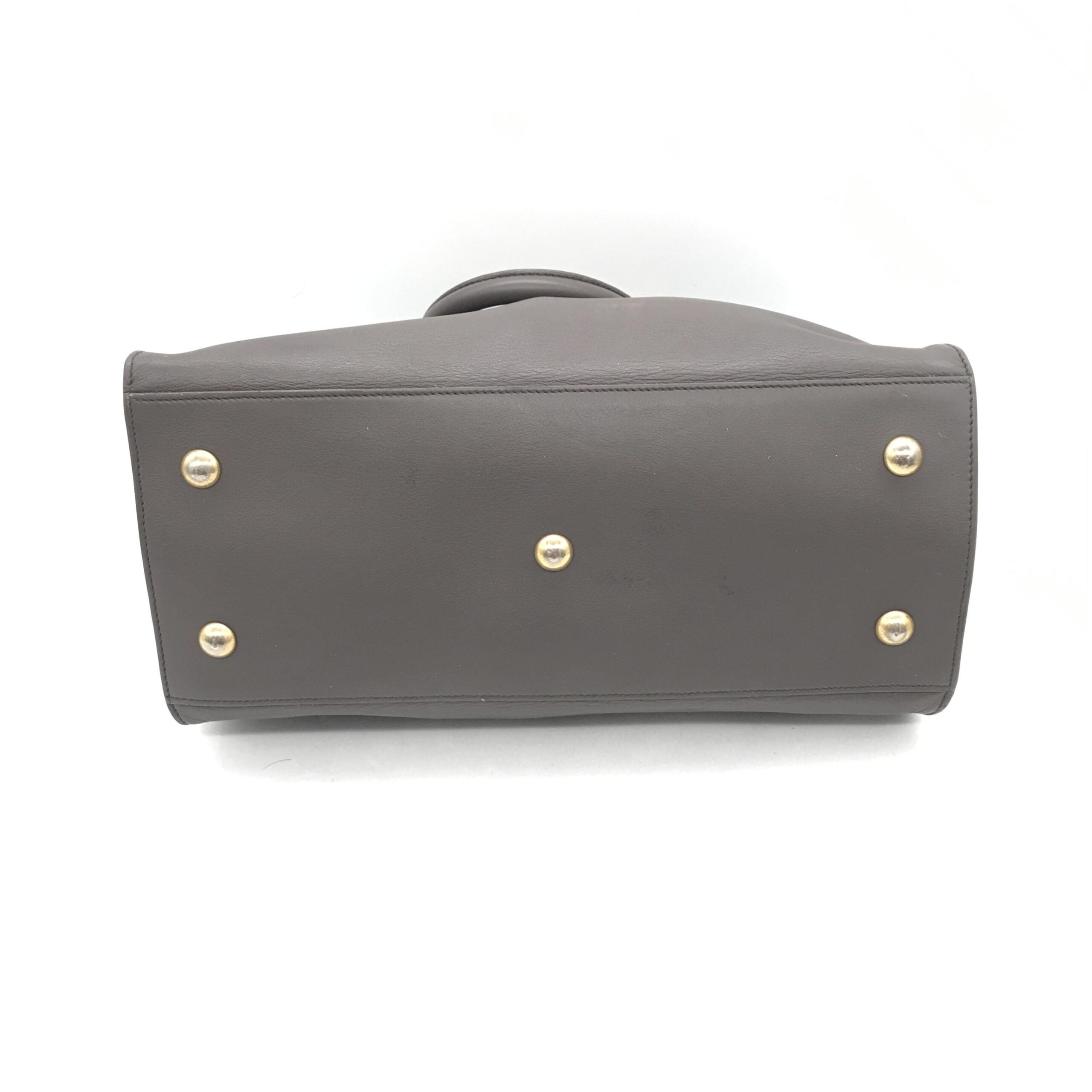 Saint Laurent Grey Leather Petis Cabas Tote With Gold Hardware