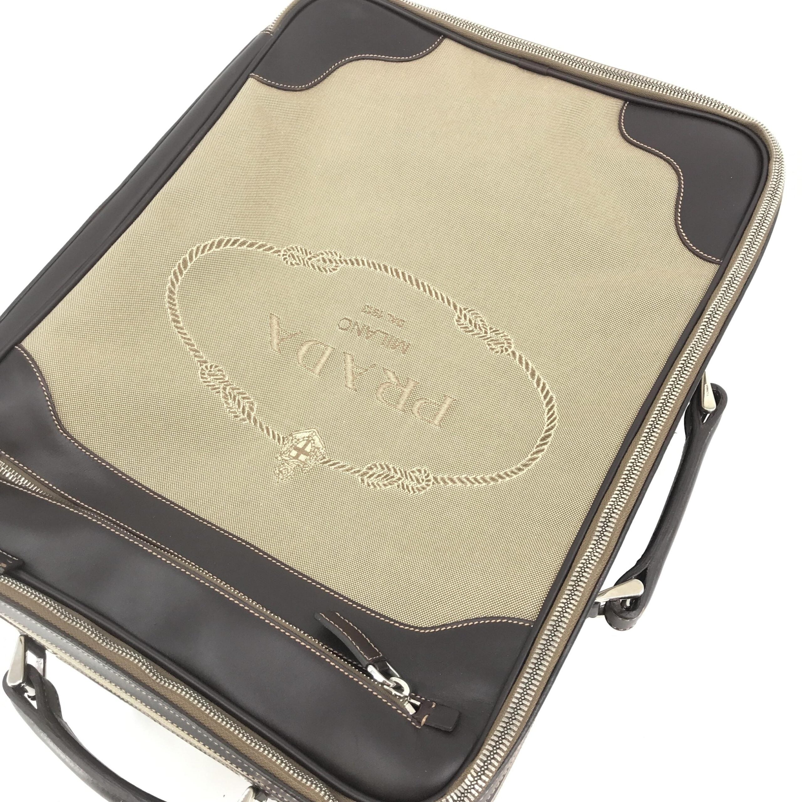 Prada Jacquard Canvas Leather Suitcase