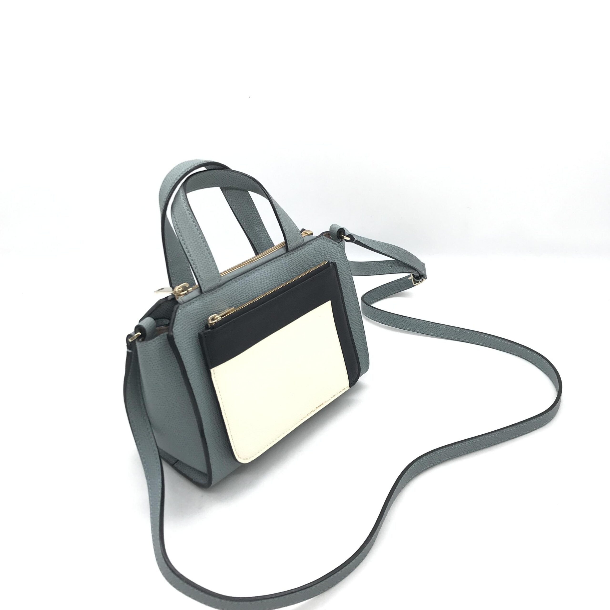 Valextra Leather Tote Bag In Gray