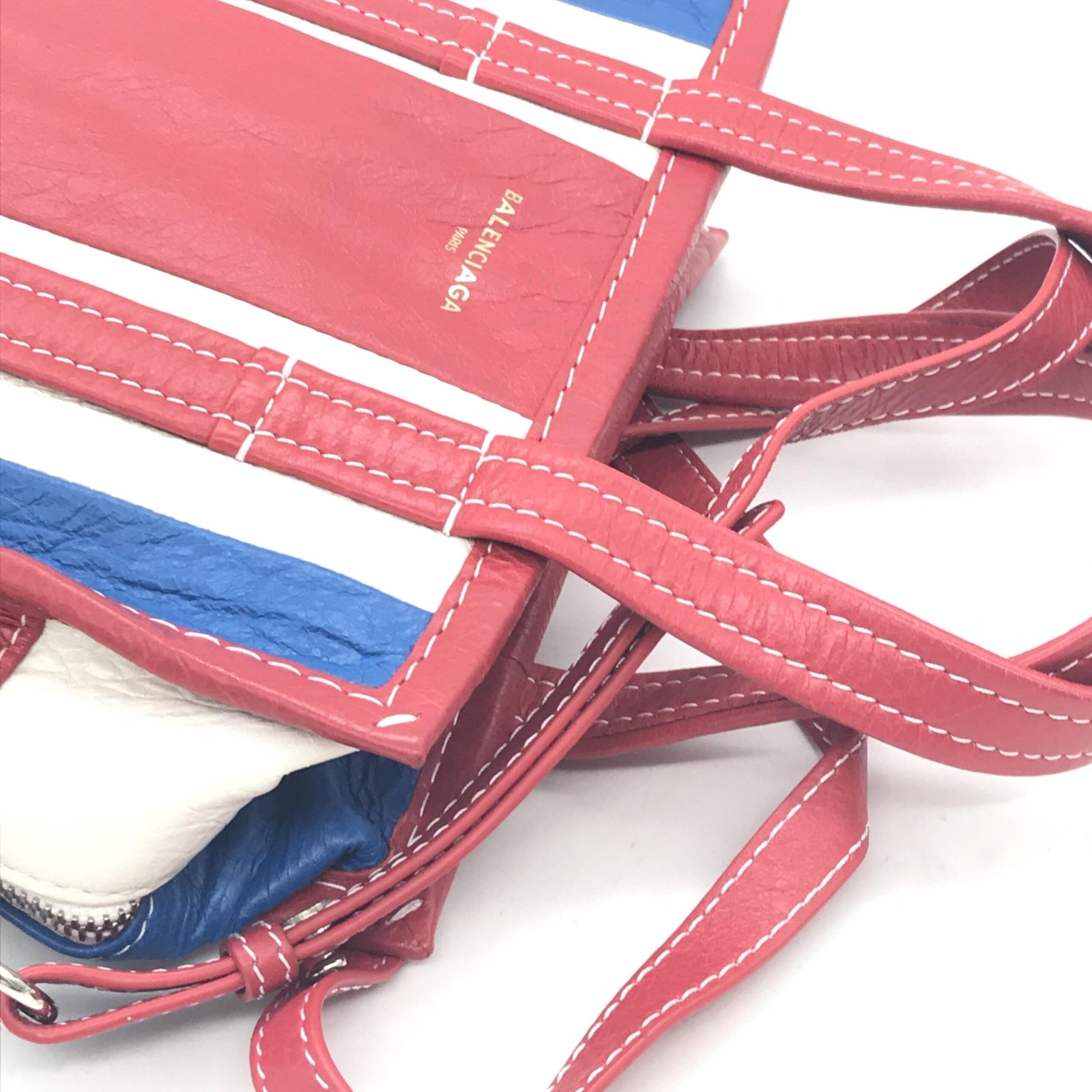 Balenciaga Multicolor Striped Leather Tote Bag