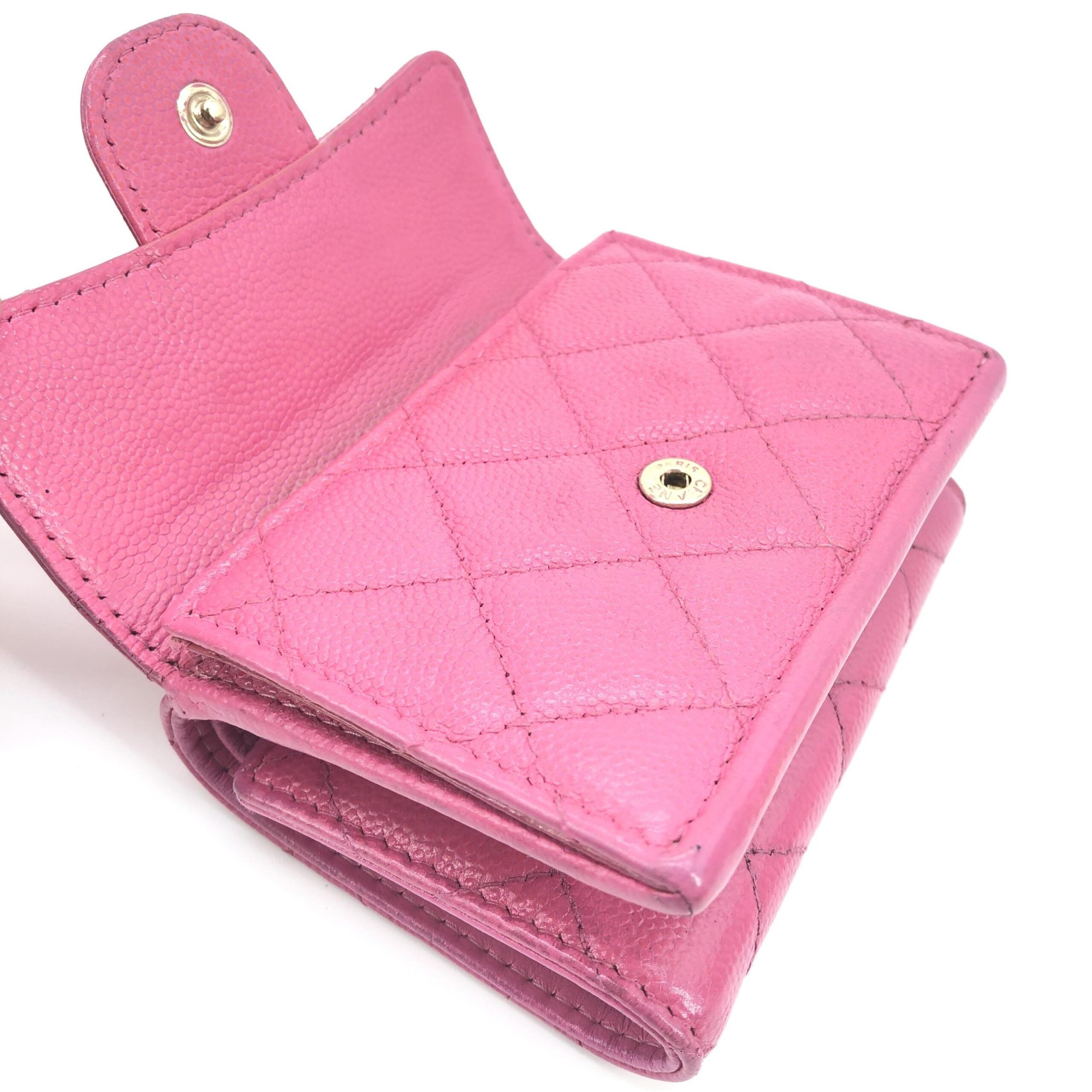 Chanel Pink Leather Quilted Flap Wallet