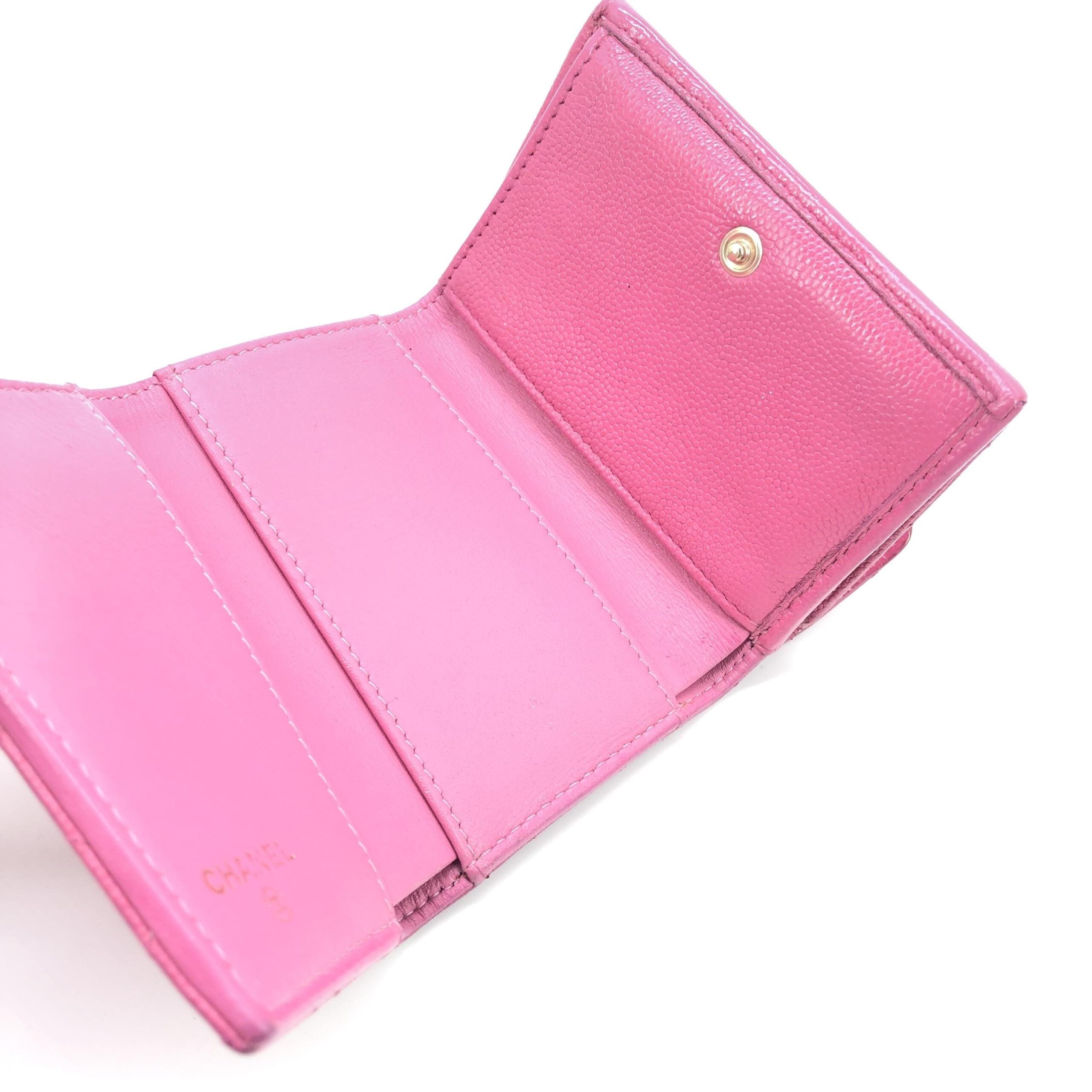 Chanel Pink Leather Quilted Flap Wallet