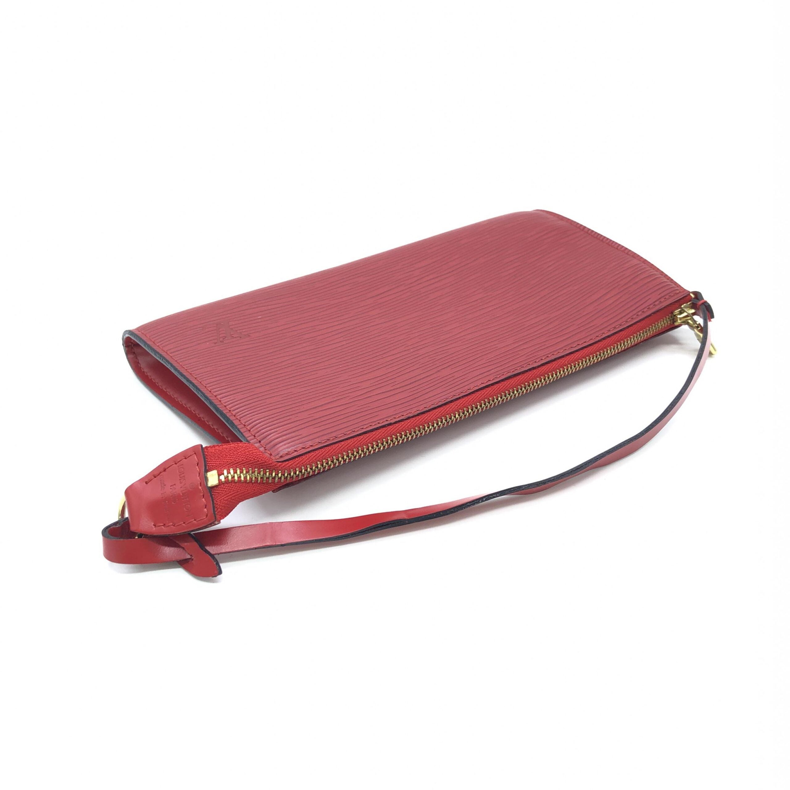 Louis Vuitton Red Leather Pochette Accessory Bag
