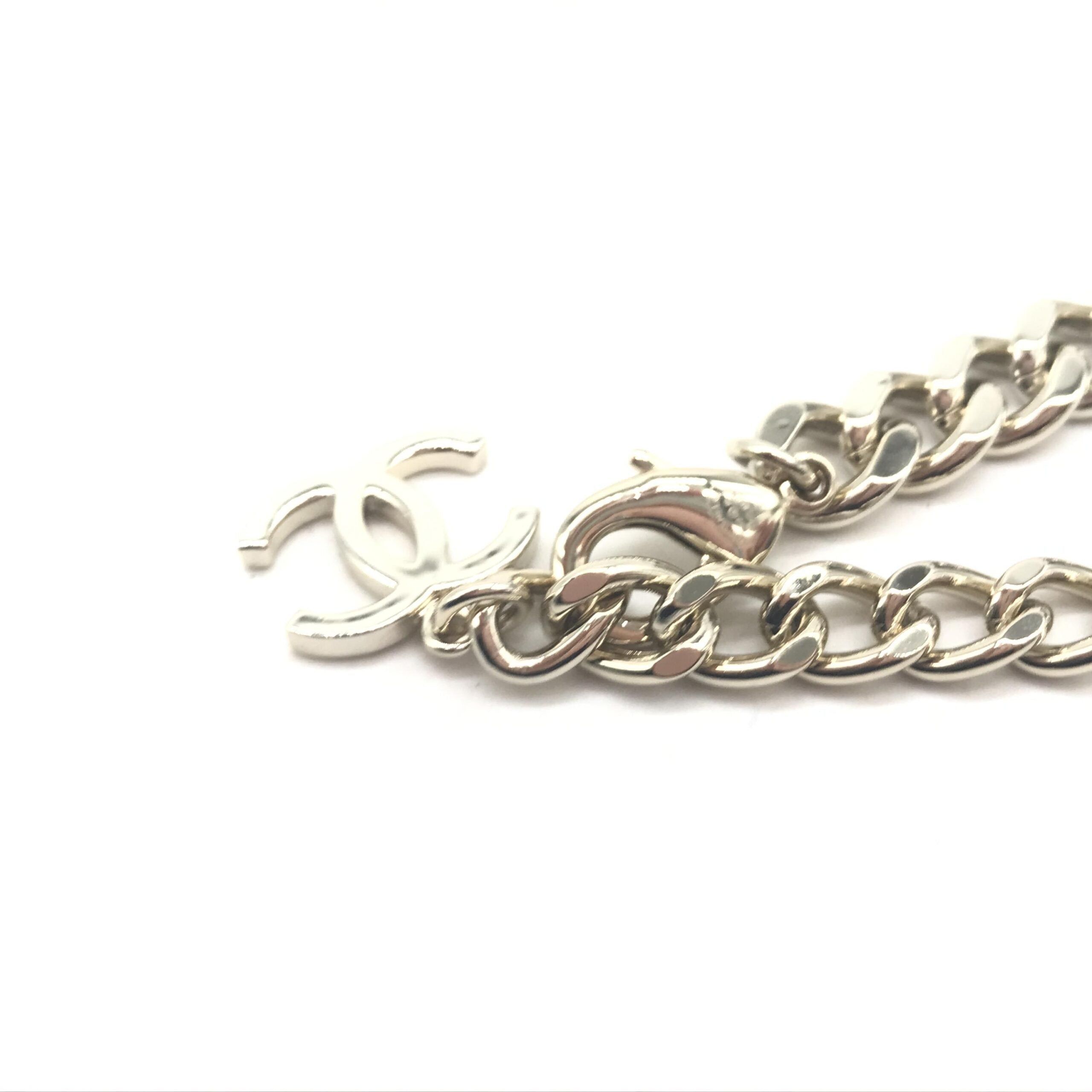 Chanel Silver Tone Curb Chain Link Necklace