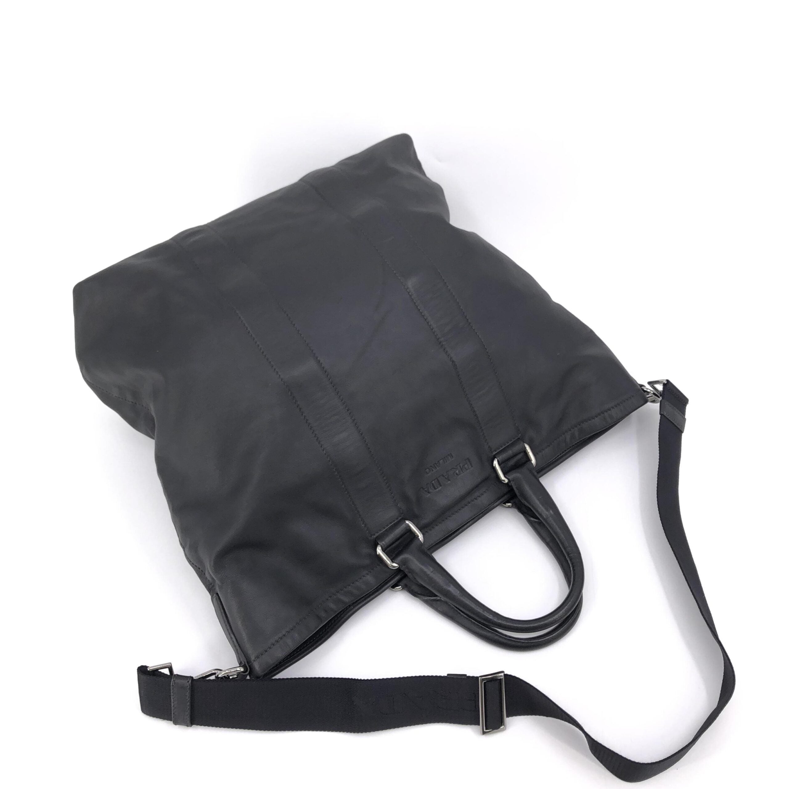 Prada Soft Leather Tote With Shoulder Strap