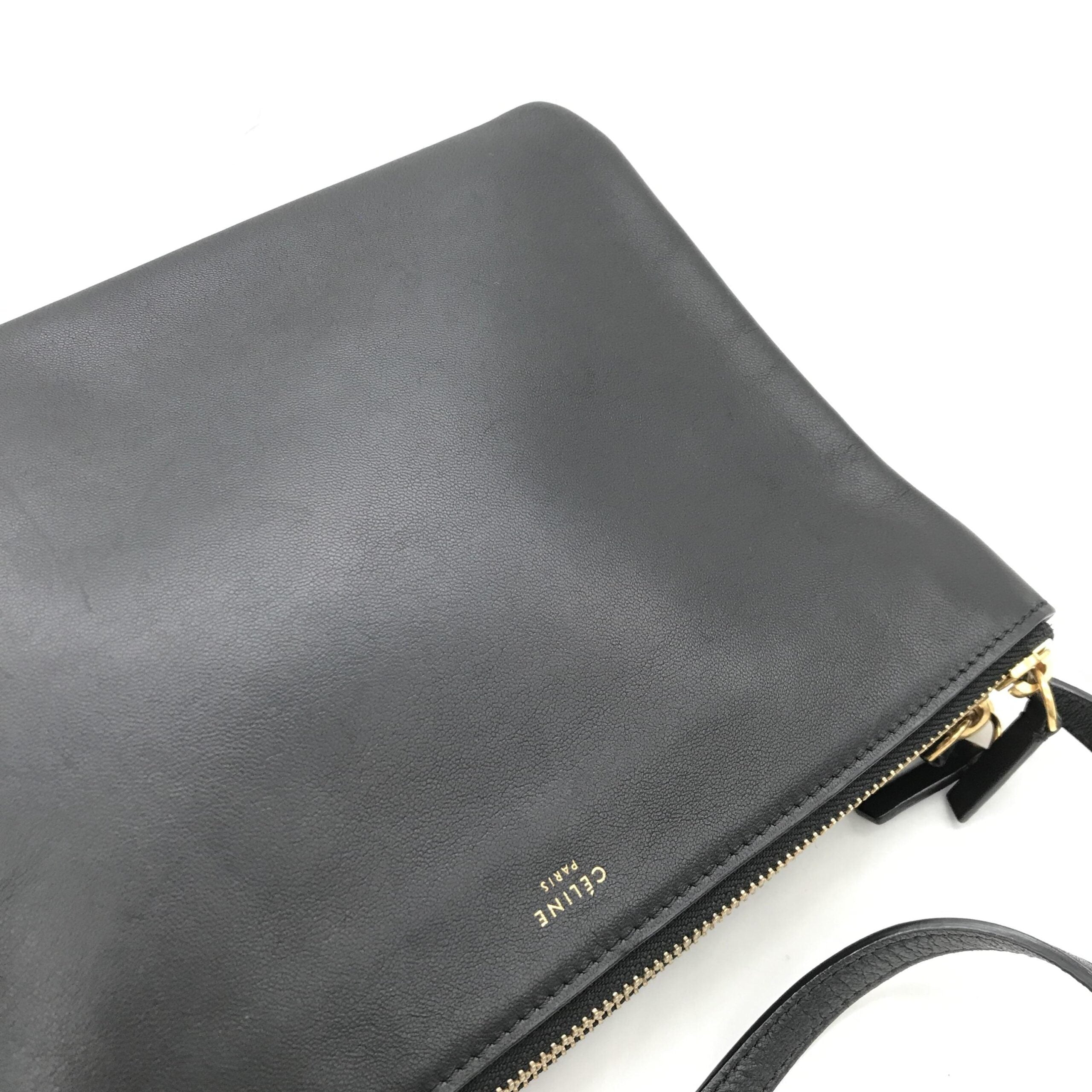 Celine Trio Black Leather Shoulder Bag