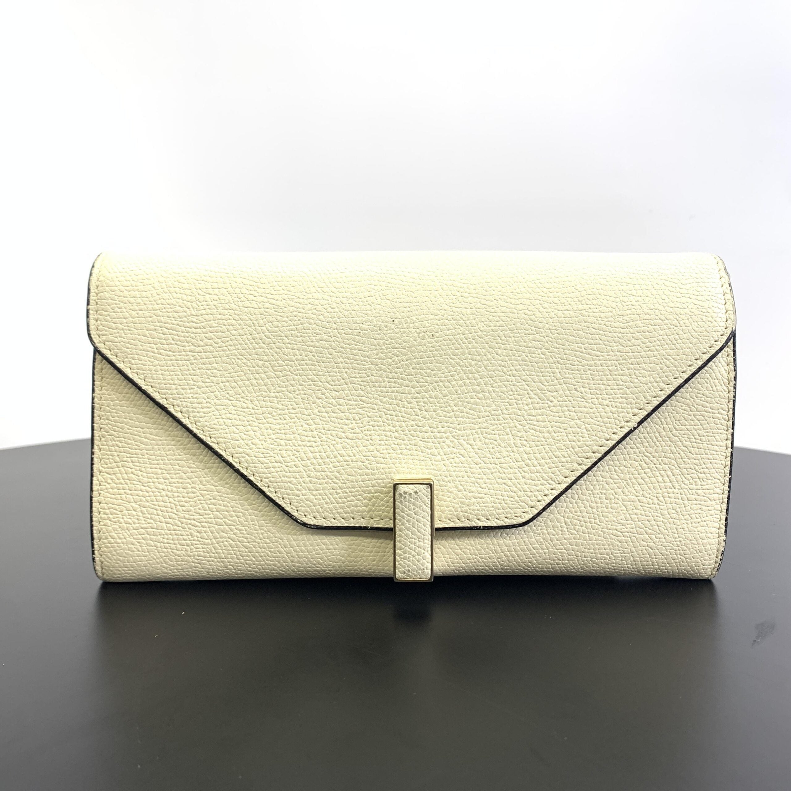 Valextra White Leather Clutch Wallet