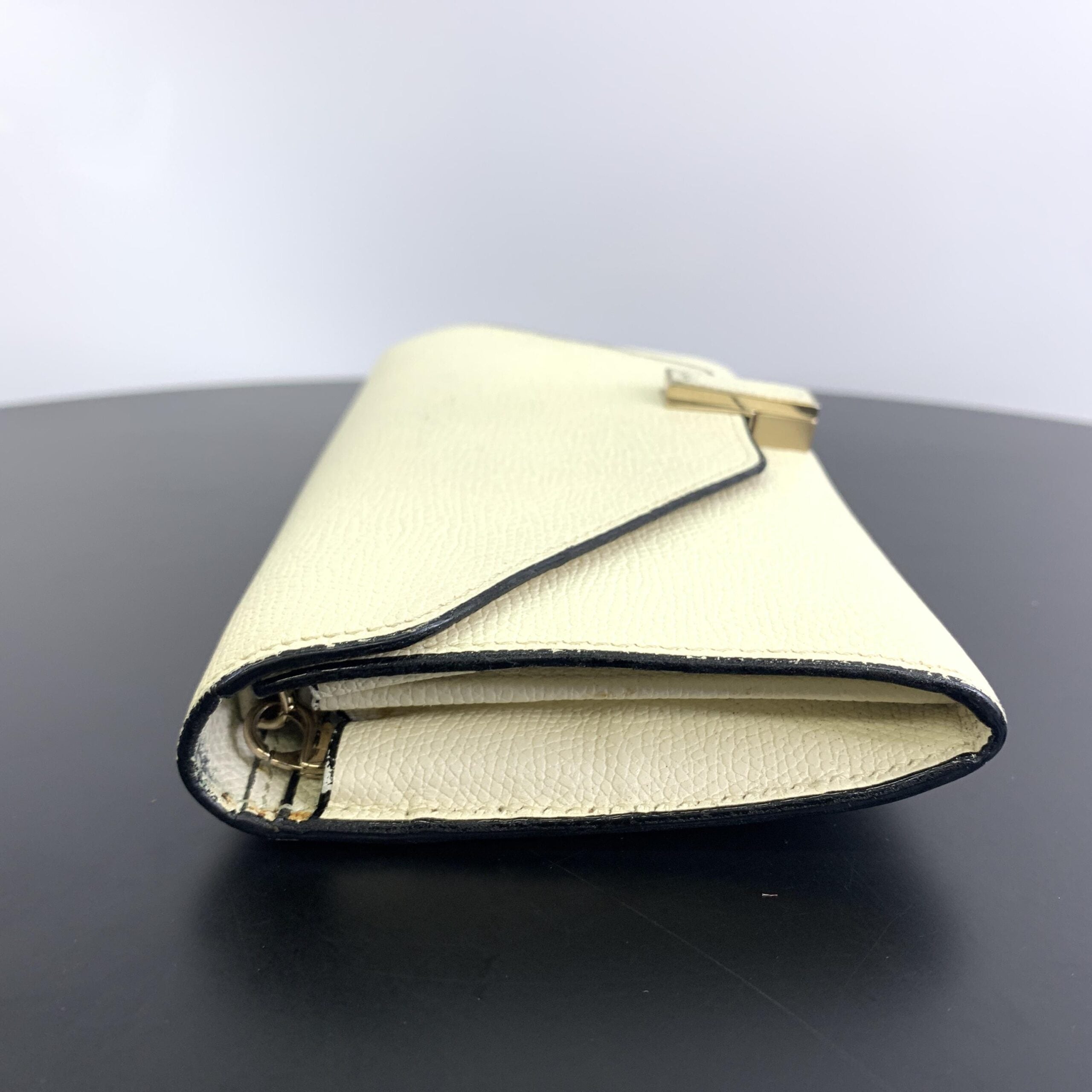 Valextra White Leather Clutch Wallet