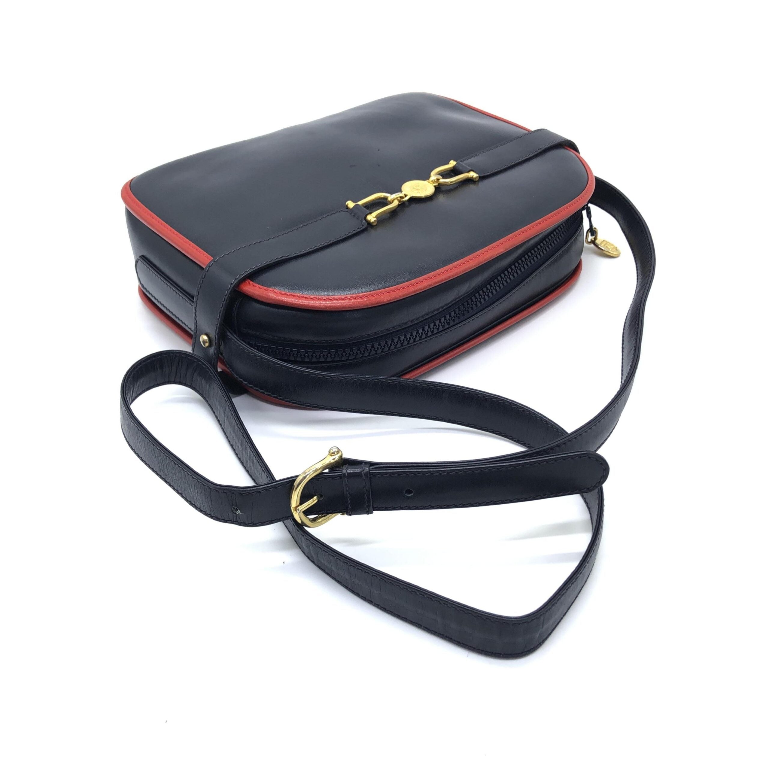 Celine CELINE Shoulder Bag Carriage Hardware Gold Leather Black