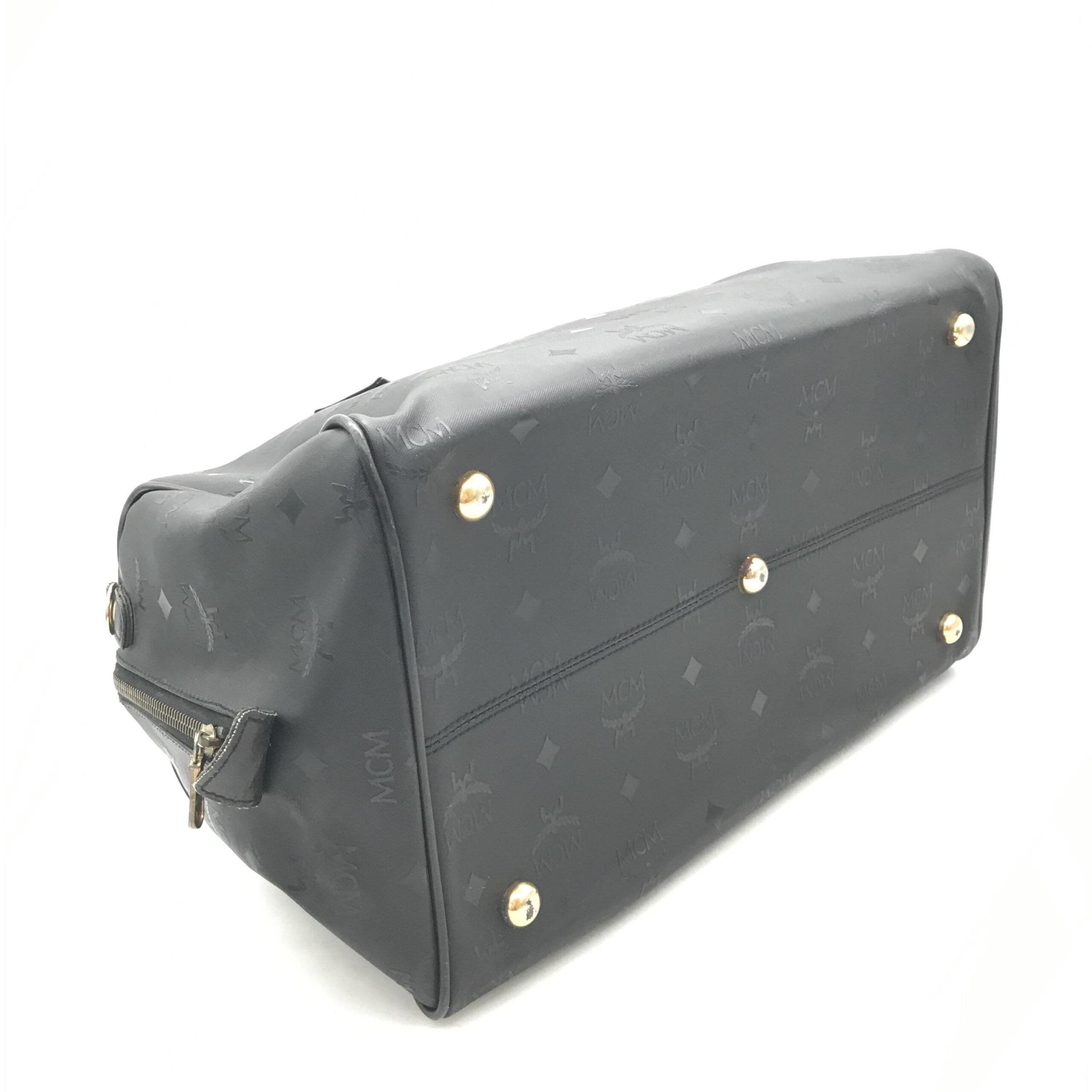 MCM Black Visetos Monogram Boston Bag