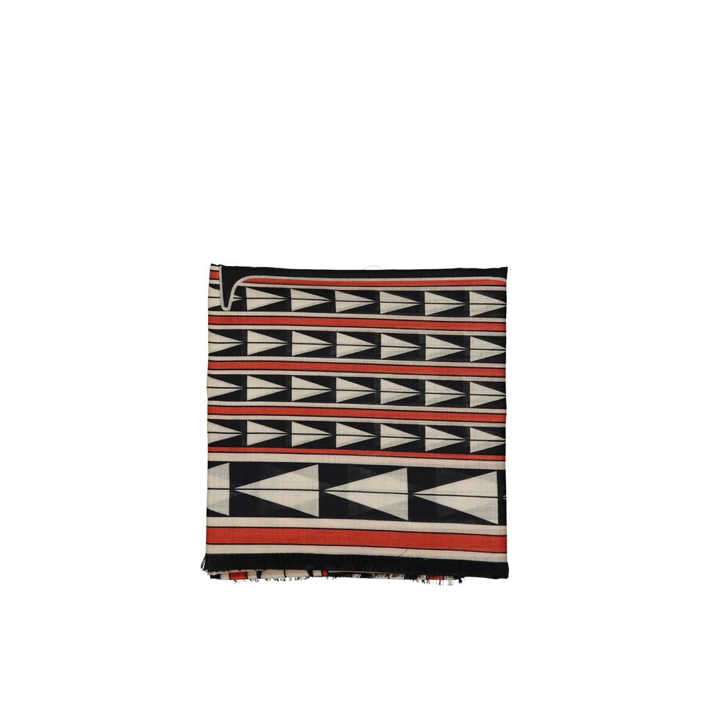 Indulge in the Lanvin Black Wool Scarf, a masterpiece of 100% wool and striking geometrical patterns, embodying timeless elegance and luxurious sophistication.