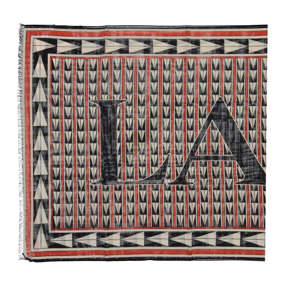 Indulge in the Lanvin Black Wool Scarf, a masterpiece of 100% wool, showcasing exquisite craftsmanship and timeless elegance for the discerning individual.