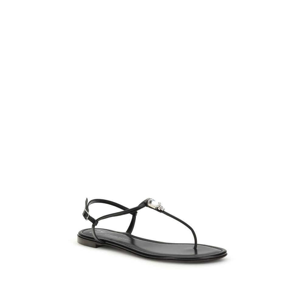 Step into the realm of luxury with Giuseppe Zanotti's Pia Mizuki Sandals, crafted from exquisite calf leather and adorned with rhinestones, perfect for any elegant occasion.