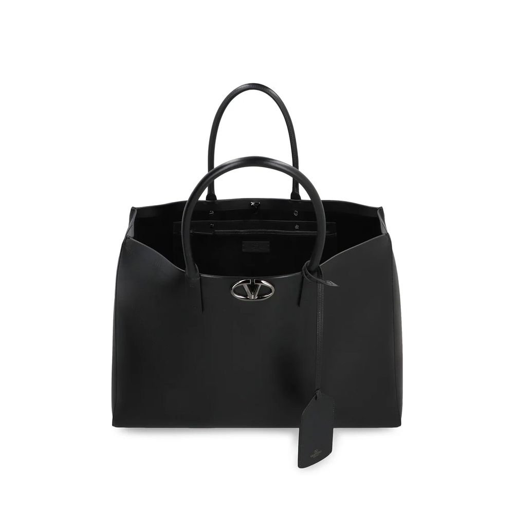Valentino Garavani Black Calfskin Tote Bag