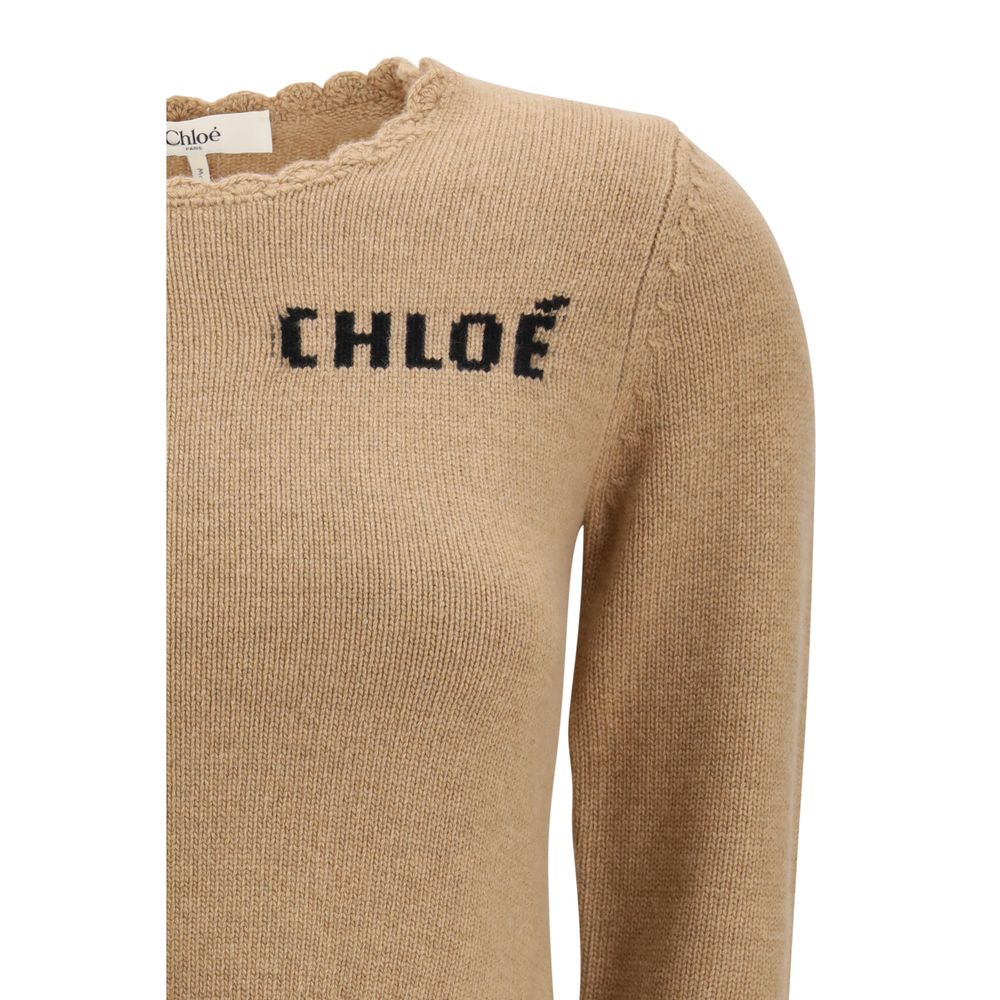 Indulge in the Chloé Brown Wool Sweatshirt, a luxurious blend of wool and cashmere from the SS26 collection, embodying timeless elegance and exquisite craftsmanship for the discerning individual.