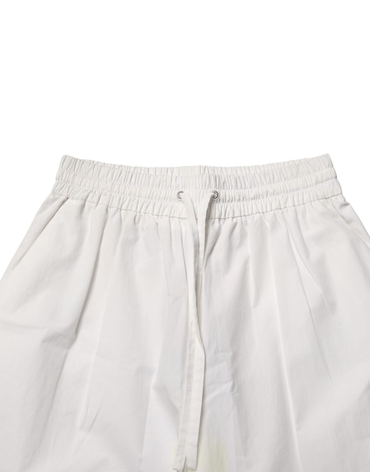 MSGM White Cotton High Waist Wide Leg Straight Bermuda Shorts