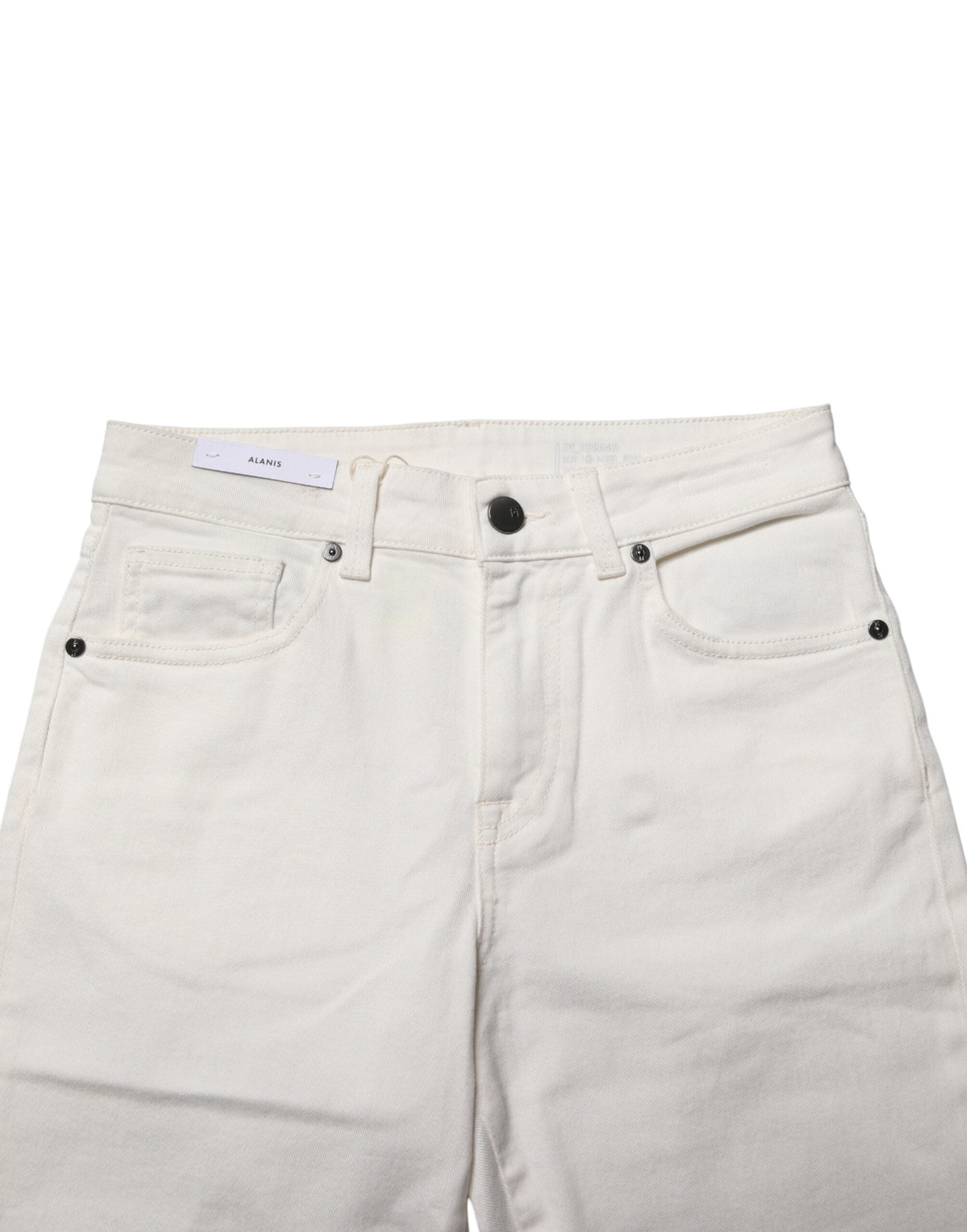 PT Torino White Cotton Mid Waist Skinny Denim Trouser Jeans