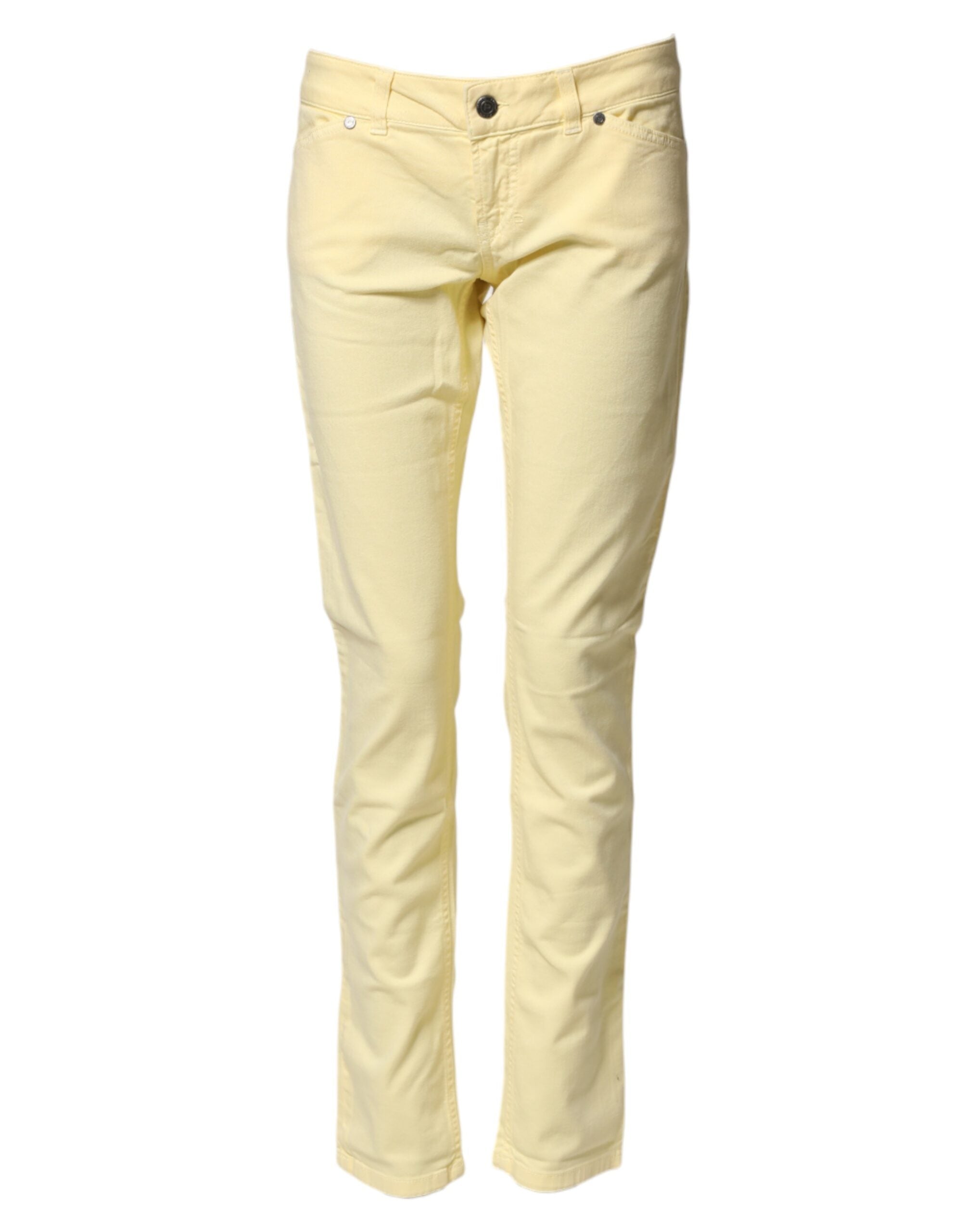 PINKO Yellow Cotton Low Waist Slim Fit Skinny Denim Casual Jeans