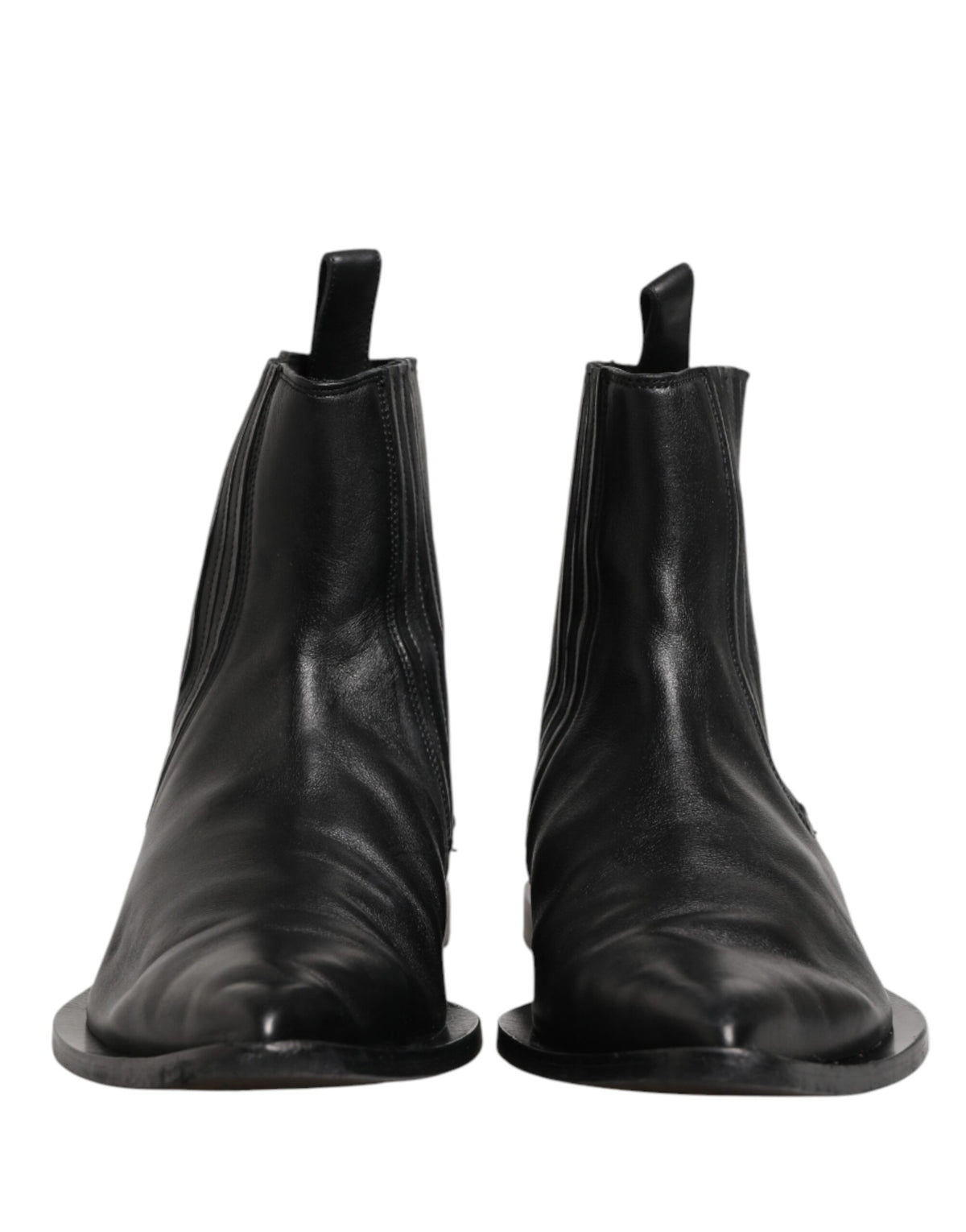Experience the allure of Dolce & Gabbana Black Chelsea Men Short Ankle Boots, crafted from premium leather, embodying timeless elegance and sophisticated Italian craftsmanship.