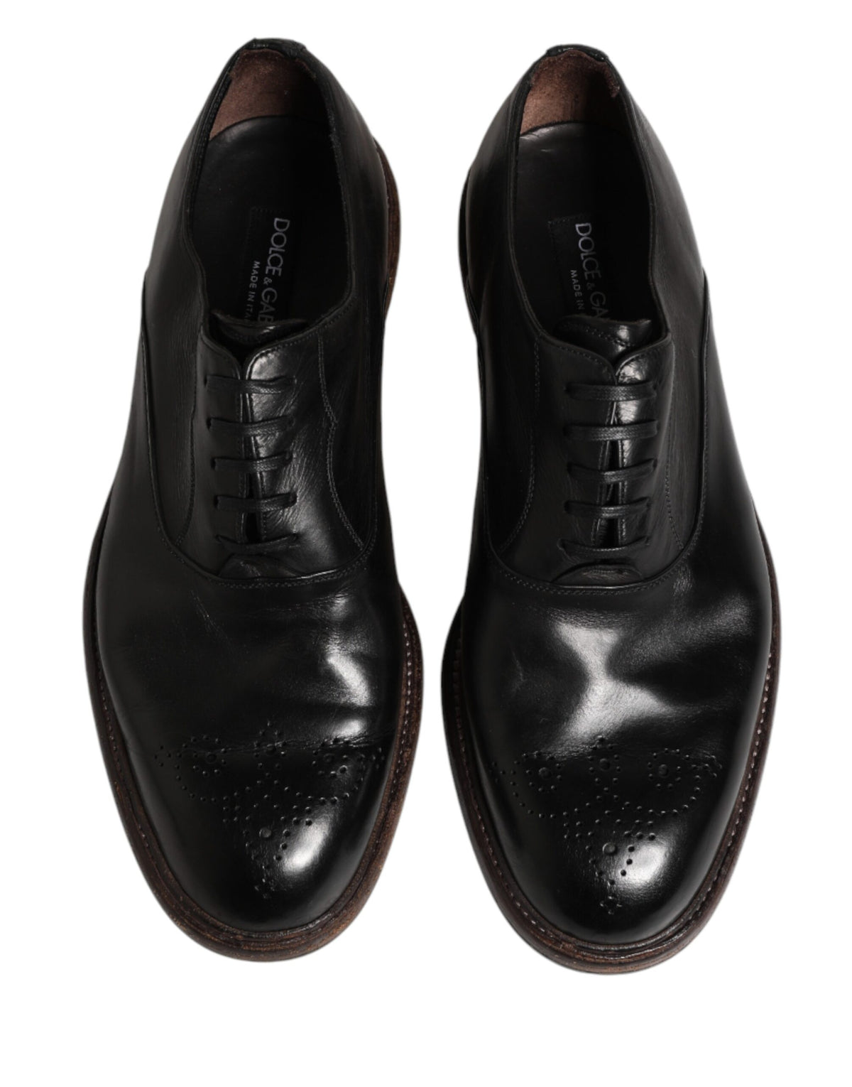 Dolce & Gabbana Black Calfskin Leather Oxford Dress Shoes