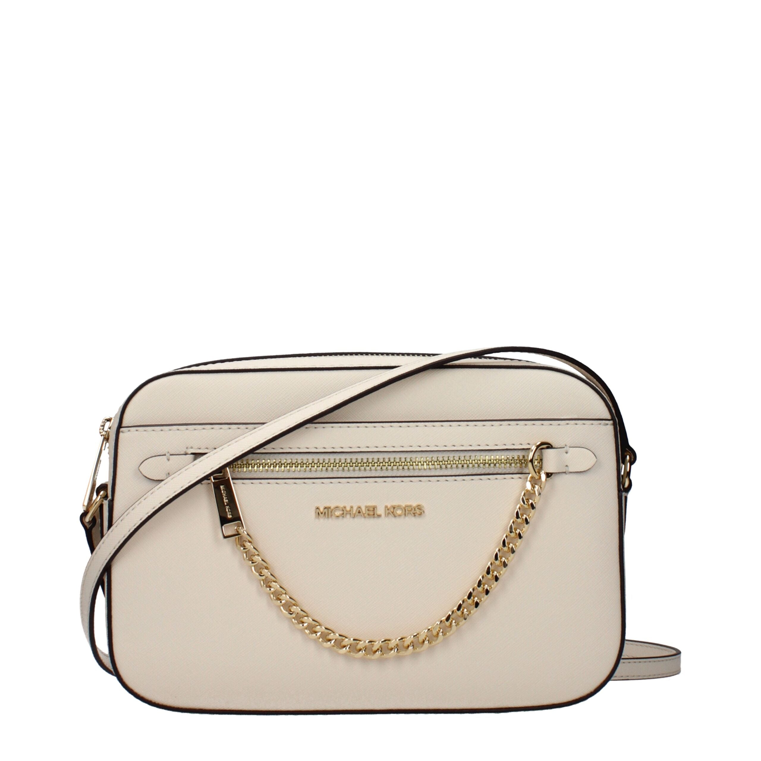Discover the Michael Kors Beige Leather Crossbody Bag, a luxurious accessory embodying exquisite craftsmanship and timeless elegance for the discerning individual.