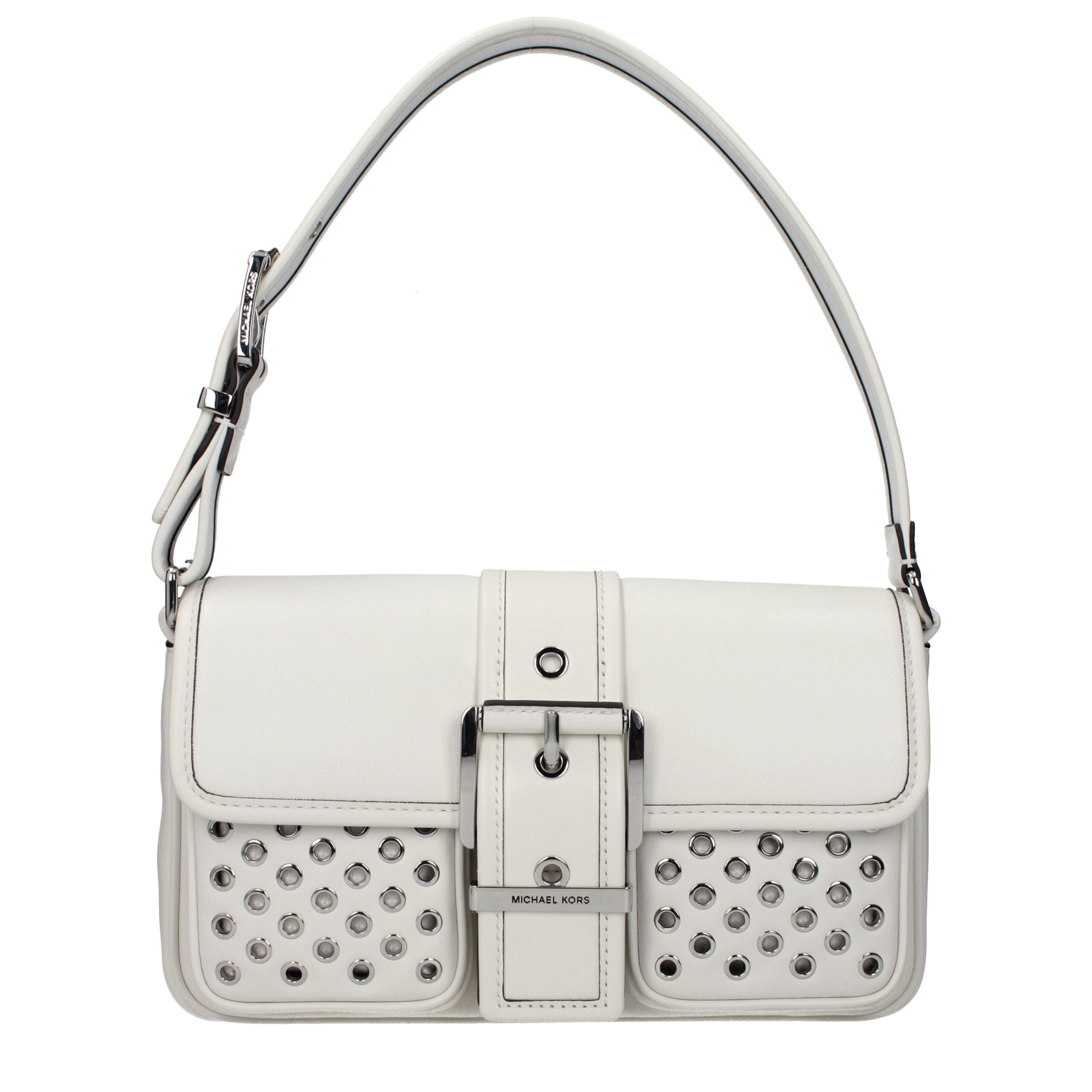 Discover the Michael Kors White Leather Shoulder Bag, a masterpiece of premium craftsmanship that embodies timeless luxury and refined elegance for the discerning individual.