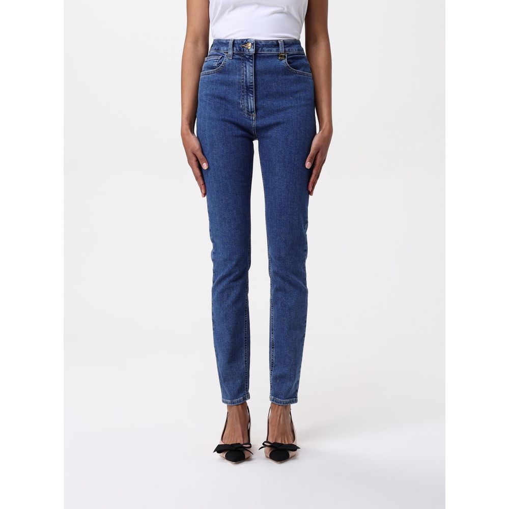 Elisabetta Franchi High-Waisted Blue Denim Jean - Luxury Chic