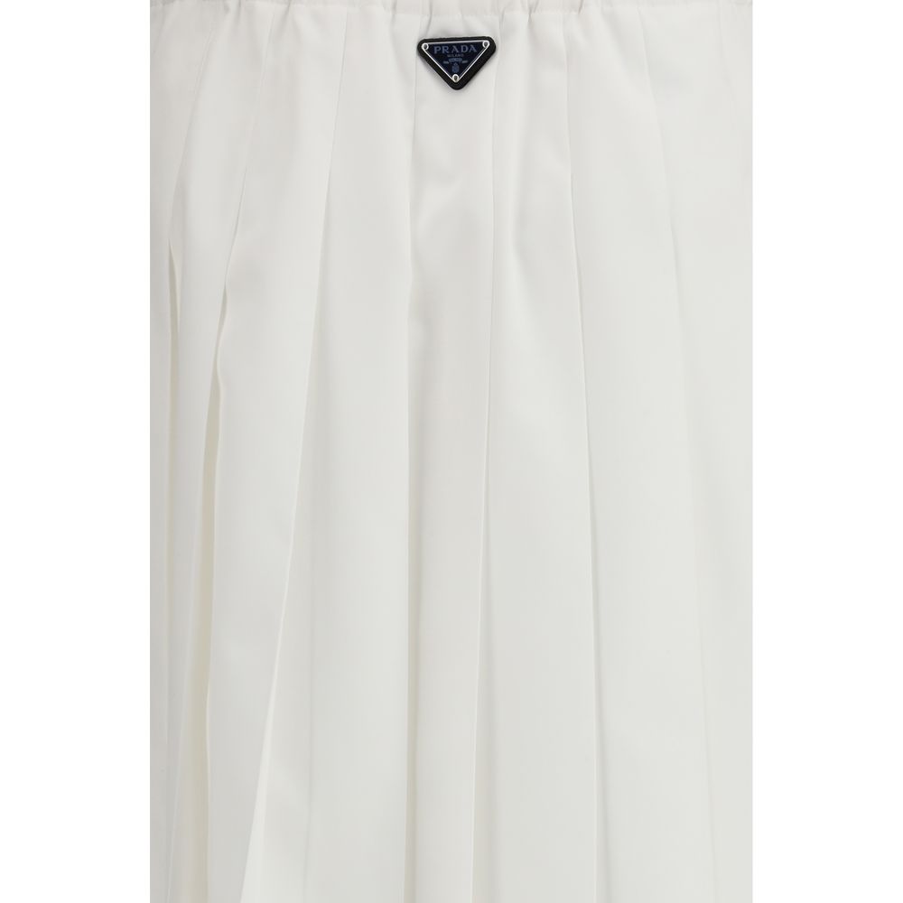 Prada White Cotton Long Skirt - Exquisite Elegance in SS26