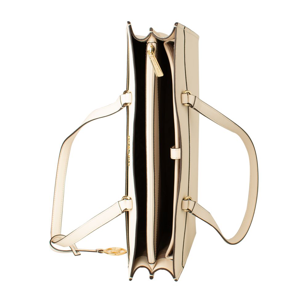 Indulge in the Michael Kors Beige Leather Tote Bag from the Jet Set Travel collection, where exquisite craftsmanship meets timeless elegance for the modern luxury lover.