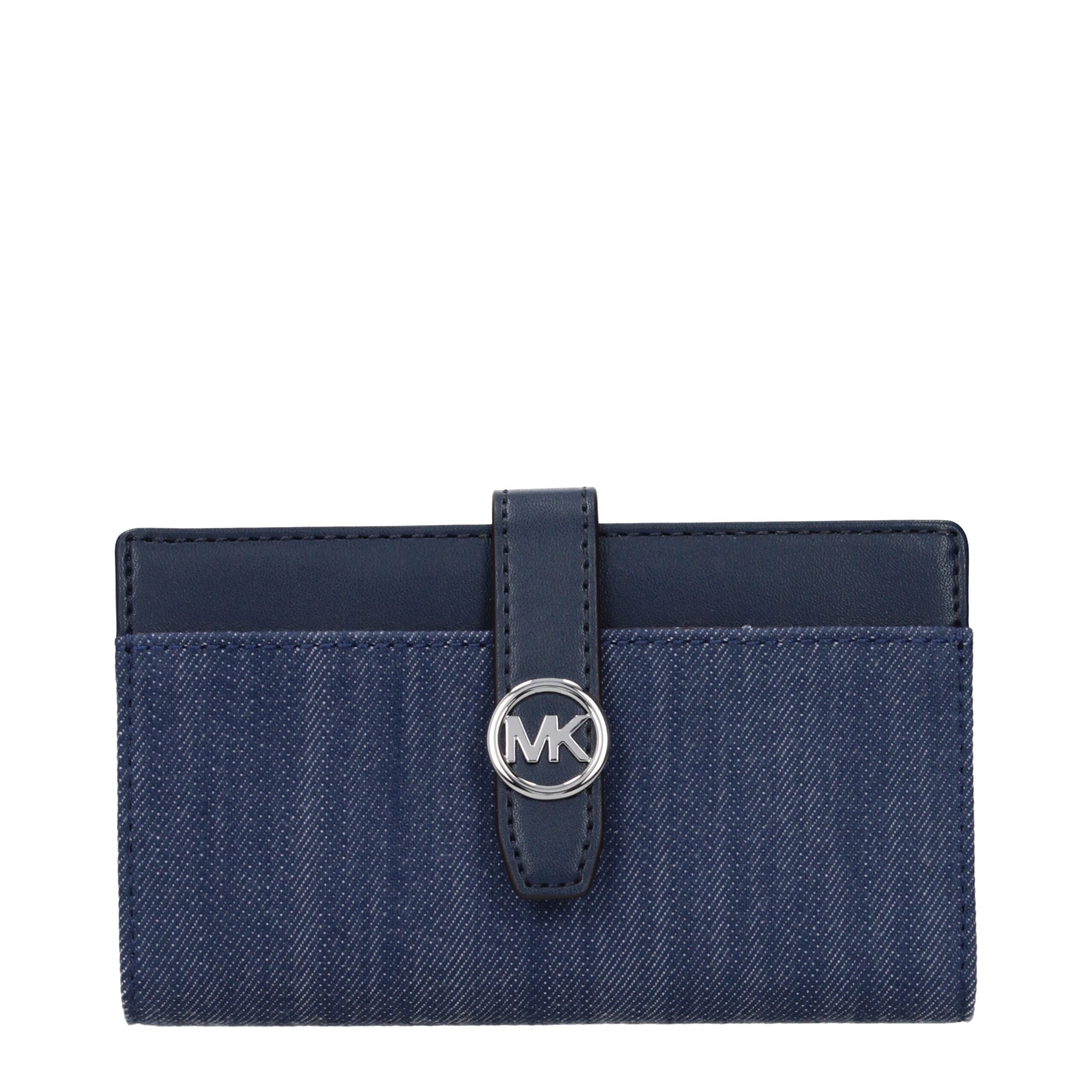 Elevate your style with the Michael Kors Blue Fabric Wallet, a masterpiece of premium craftsmanship that embodies elegance and sophistication for the discerning individual.