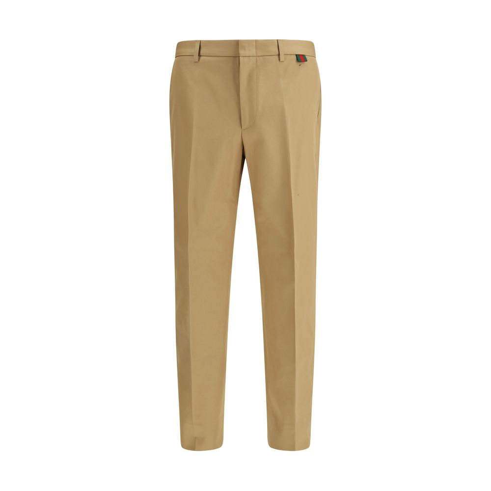 Gucci Beige Cotton Casual Pants - Artisanal Luxury Essential