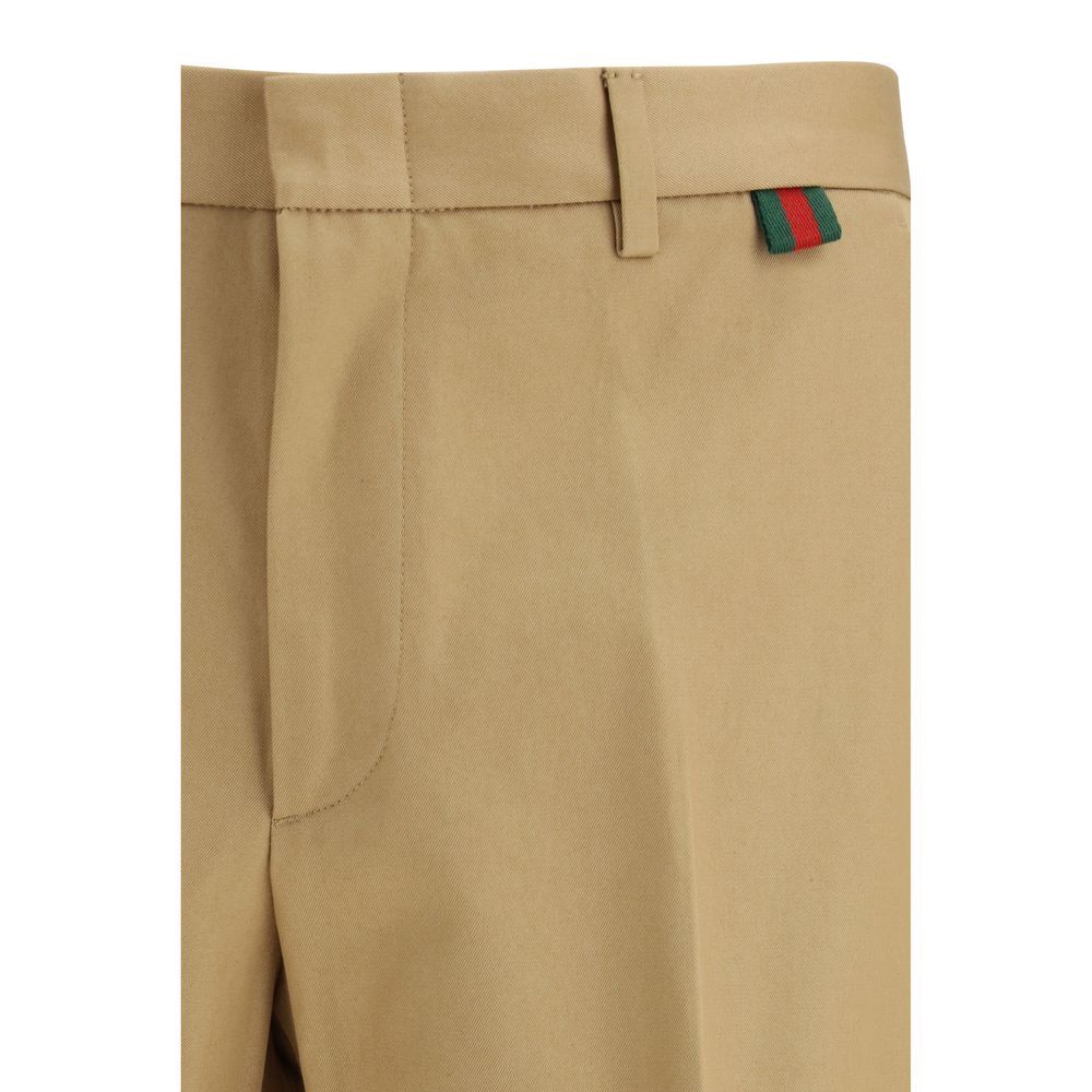 Gucci Beige Cotton Casual Pants - Artisanal Luxury Essential