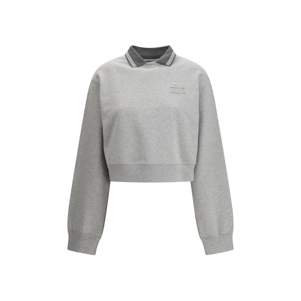 Miu Miu gray cotton sweatshirt front view