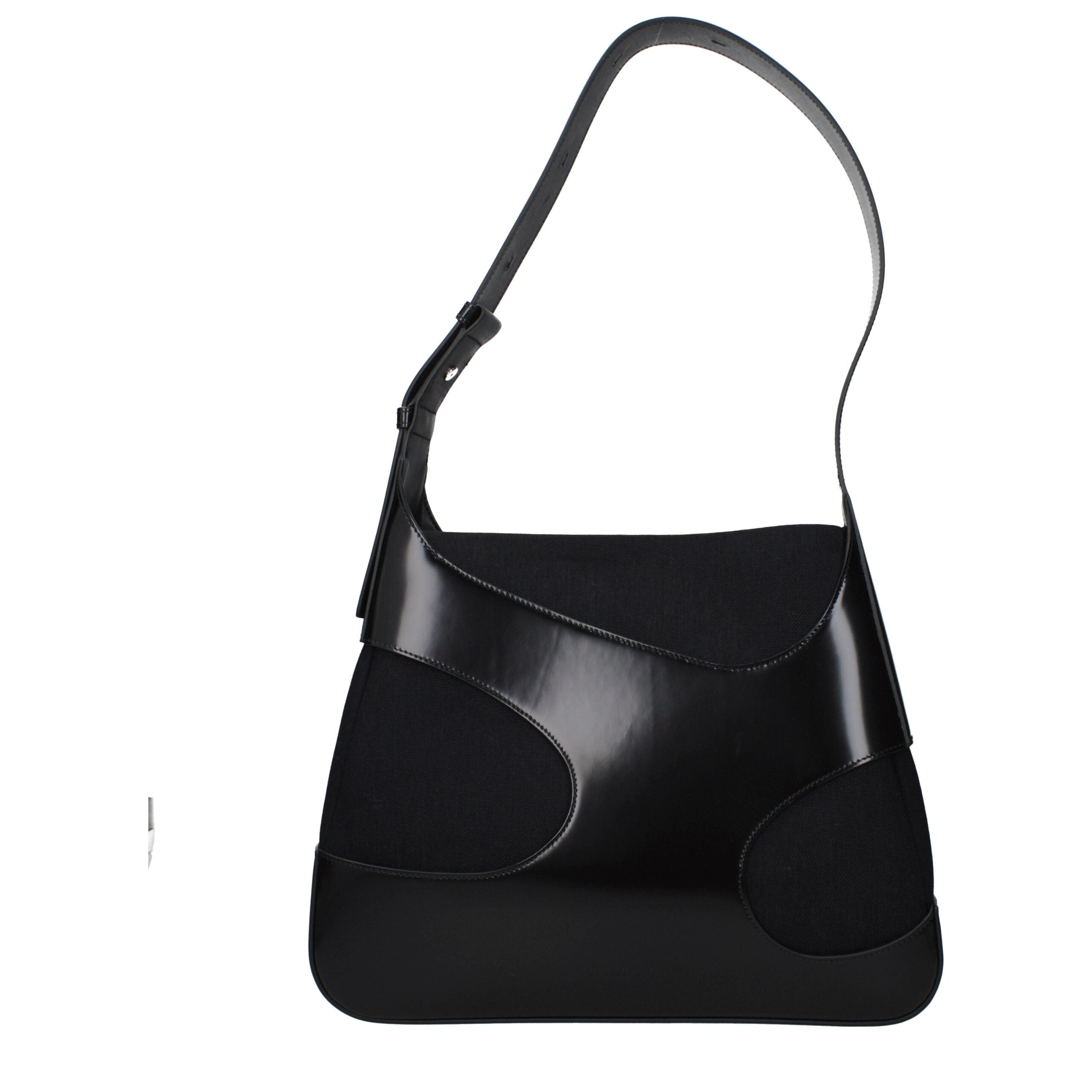 Salvatore Ferragamo black fabric shoulder bag front view