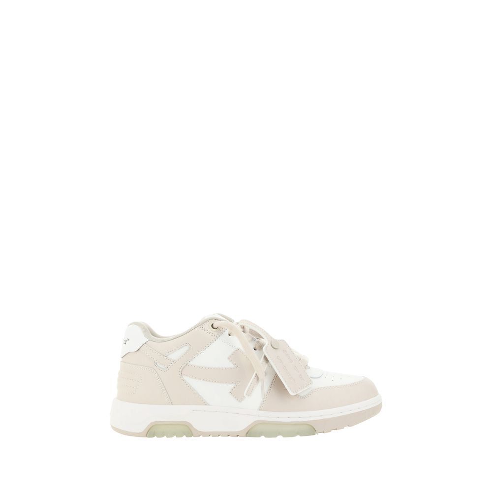 Elevate your style with Off-White Beige Rubber Low Top Sneakers, a fusion of luxurious calf leather and polyester, embodying exquisite craftsmanship for the discerning individual.