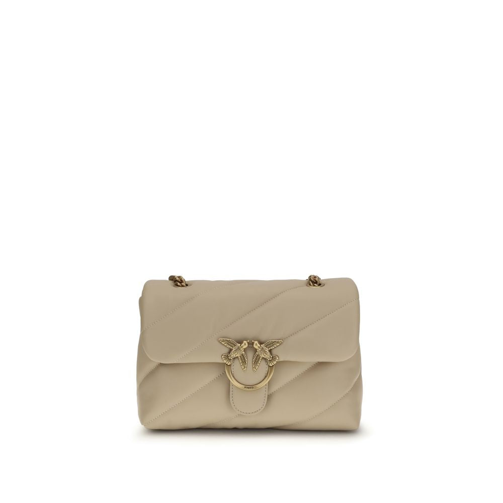 PINKO Beige Calf Leather Bos Taurus Shoulder Bag - Timeless Luxury