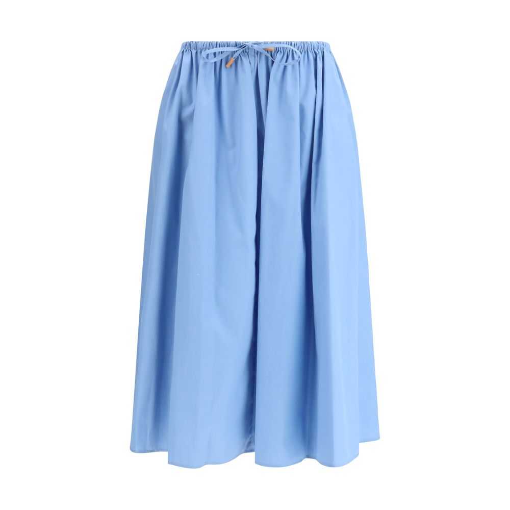 Marni light blue cotton midi skirt front view