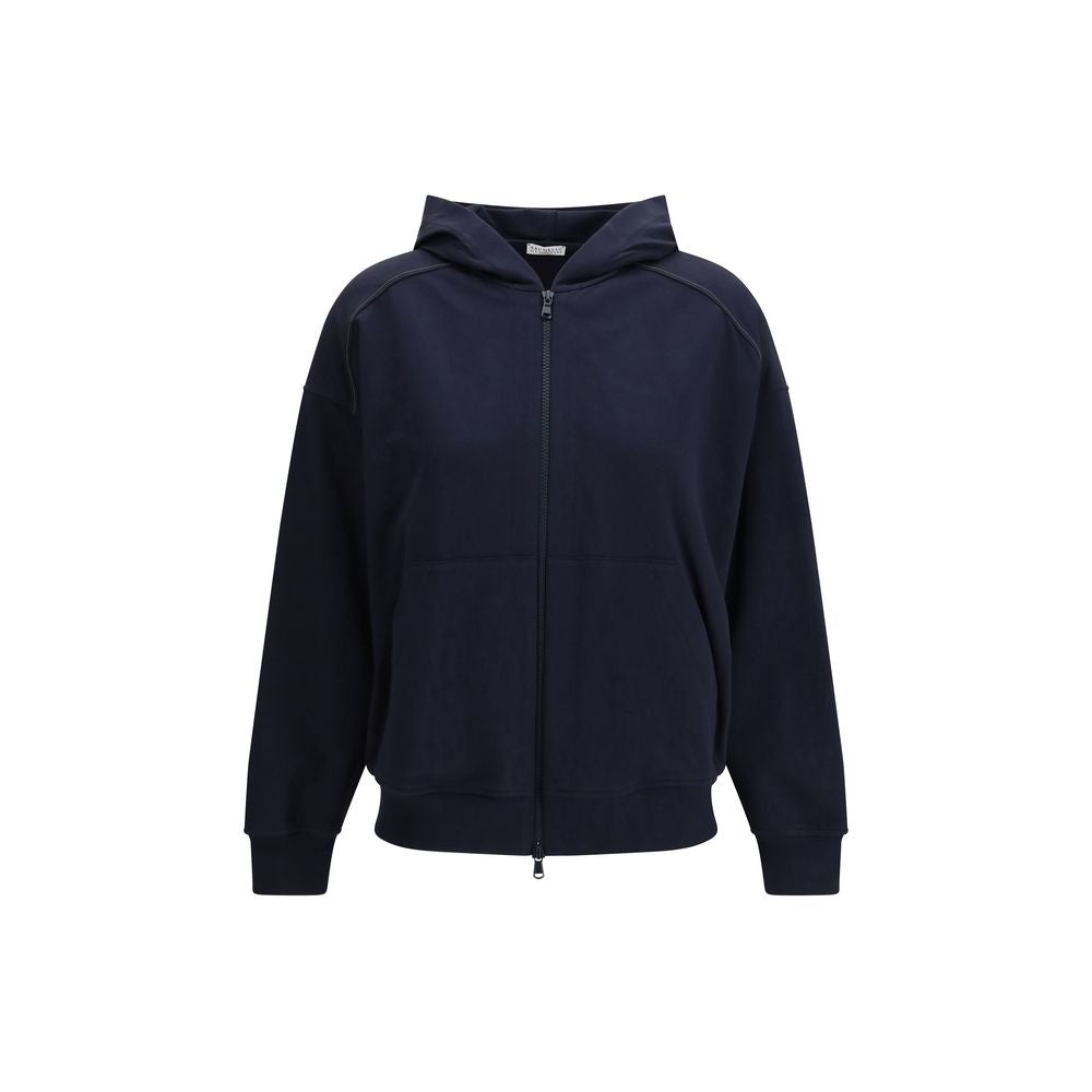 Brunello Cucinelli blue cotton sweatshirt front view