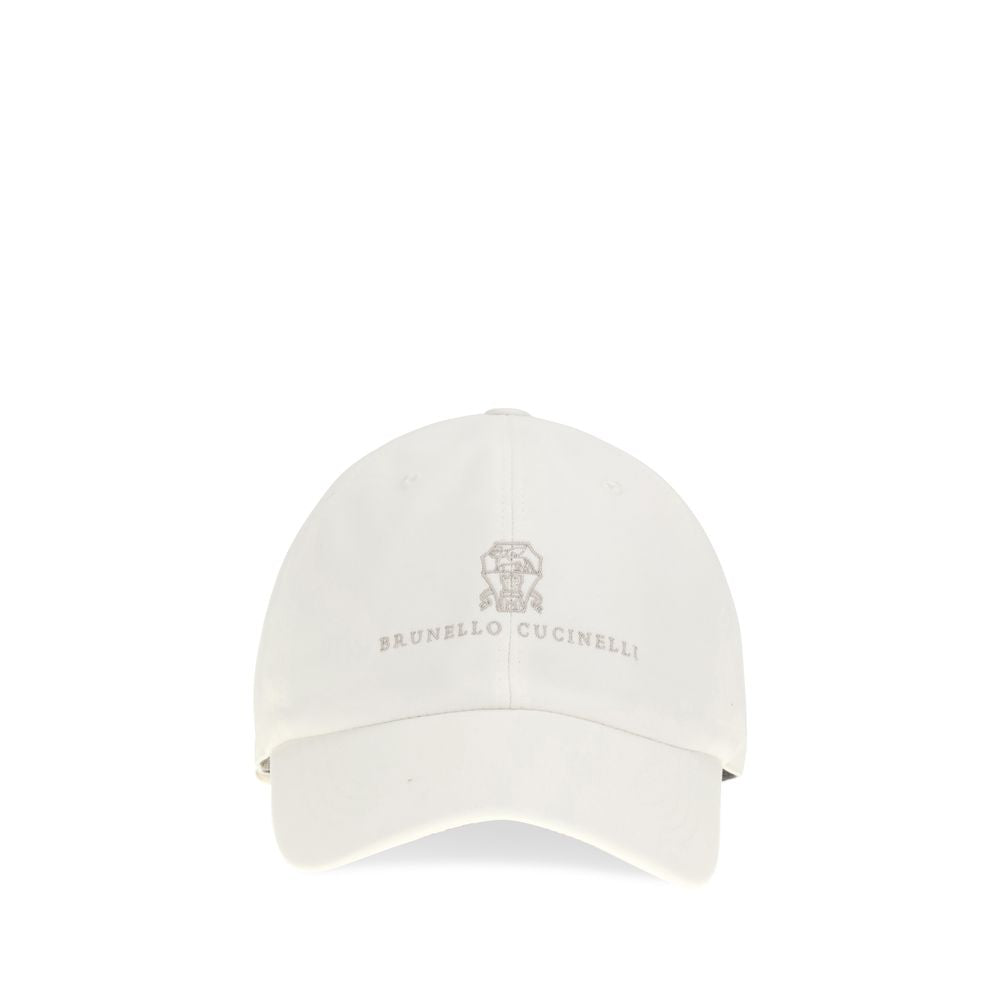 Brunello Cucinelli white cotton baseball cap front view