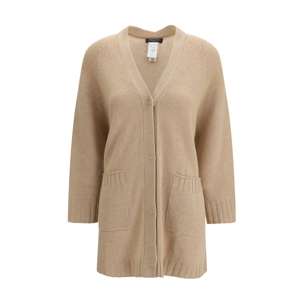 Fabiana Filippi Beige Fleece Wool Cardigan – Luxe Elegance Unveiled