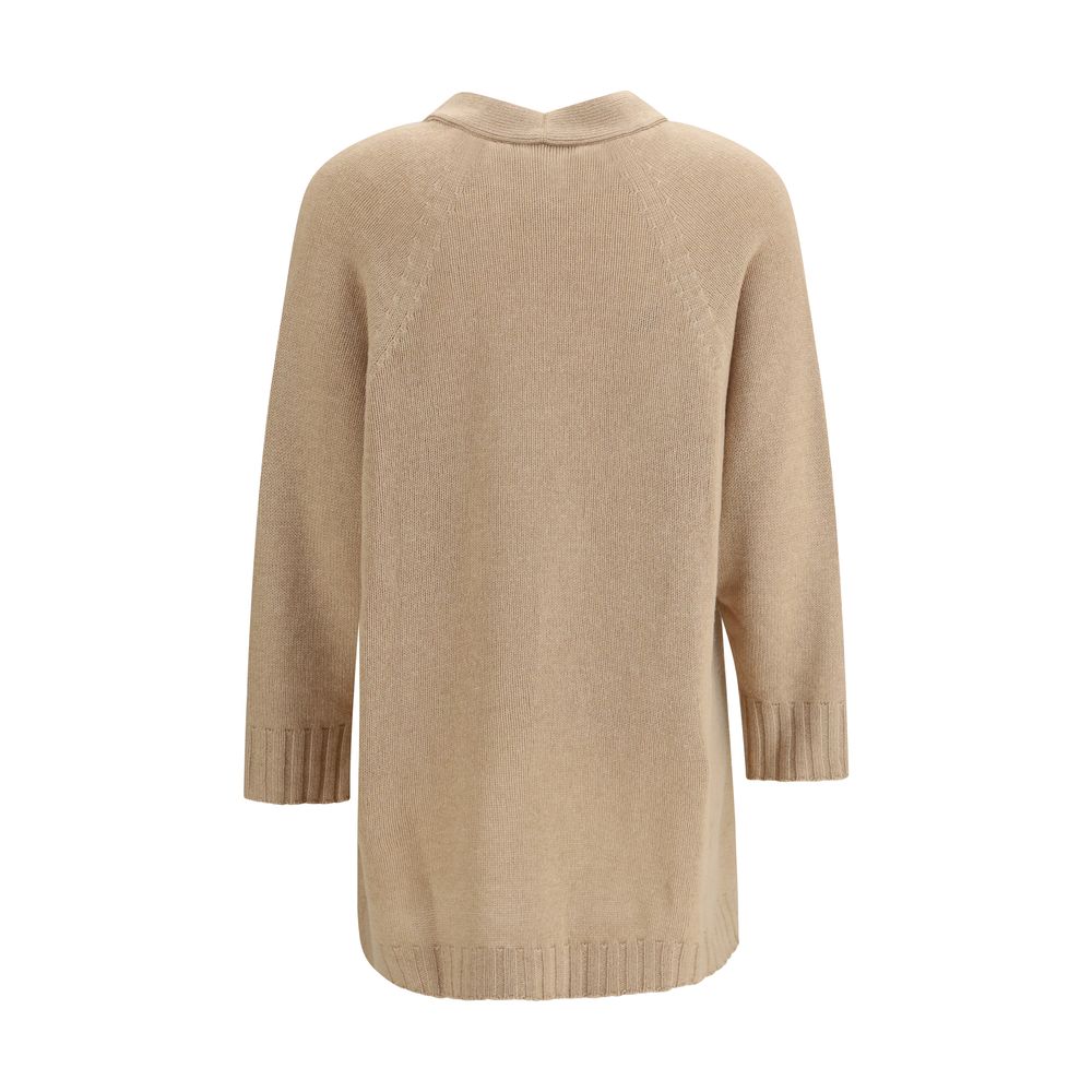 Fabiana Filippi Beige Fleece Wool Cardigan - Luxe Elegance Redefined