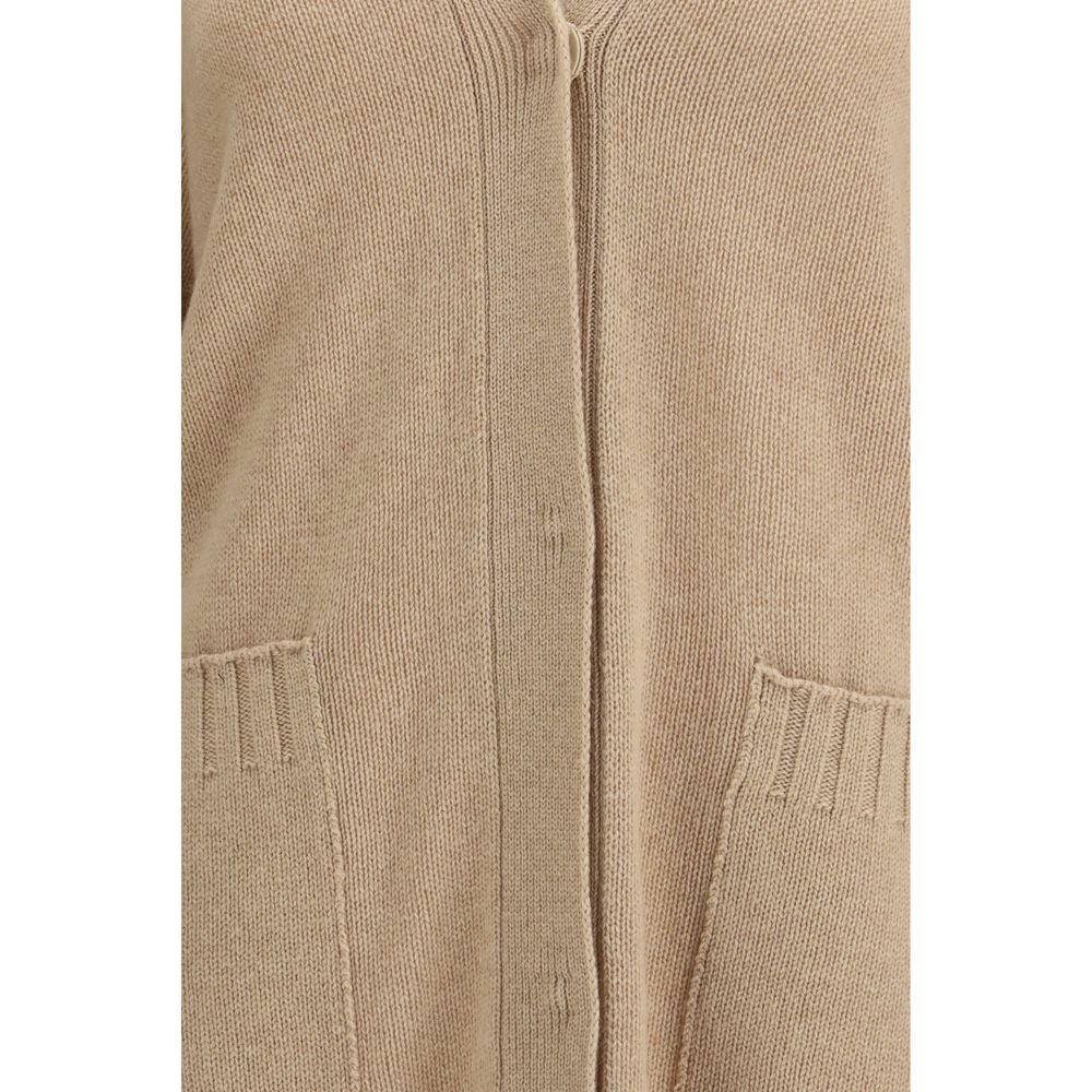 Fabiana Filippi Beige Fleece Wool Cardigan - Luxe Elegance Redefined