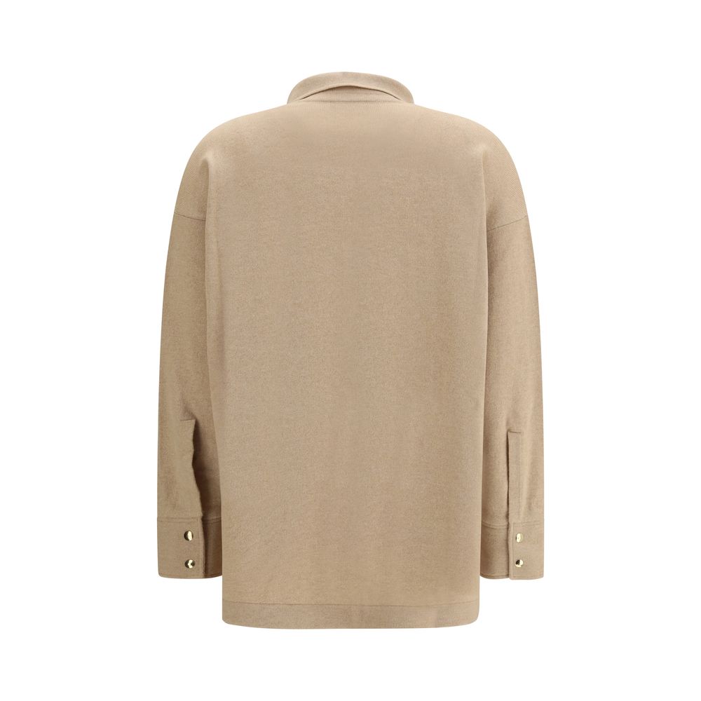 Fabiana Filippi Beige Fleece Wool Dress Shirt - Exquisite Elegance